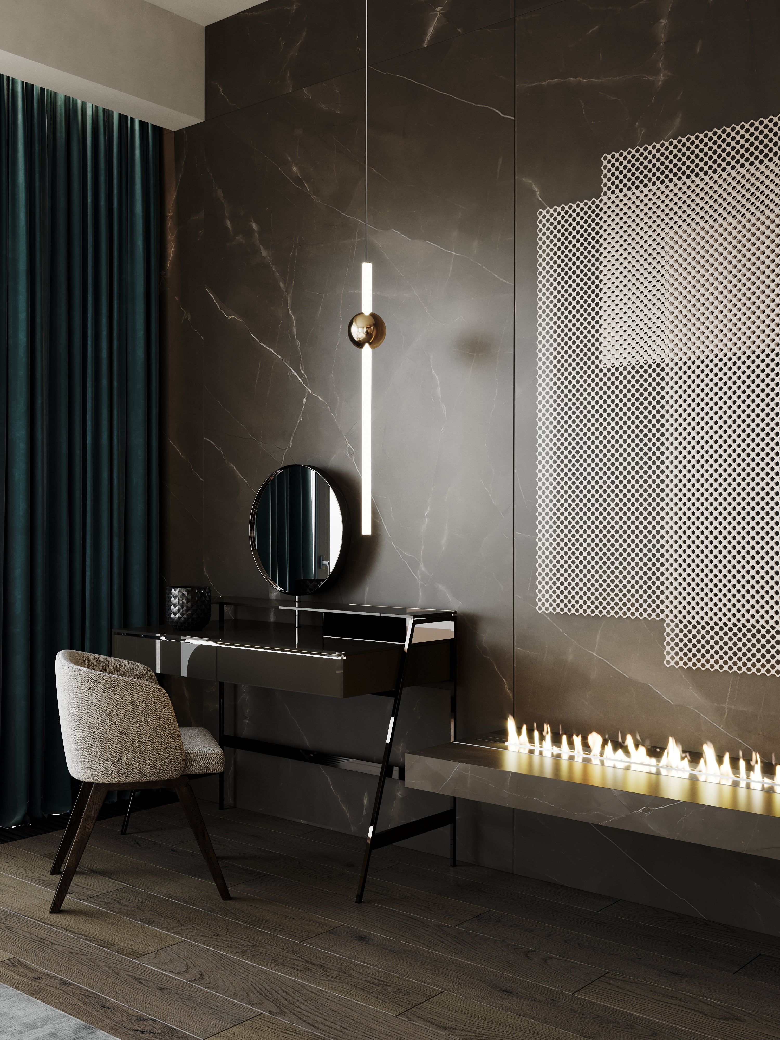 Pendelleuchte ORION GLOBE poliertes Gunmetal