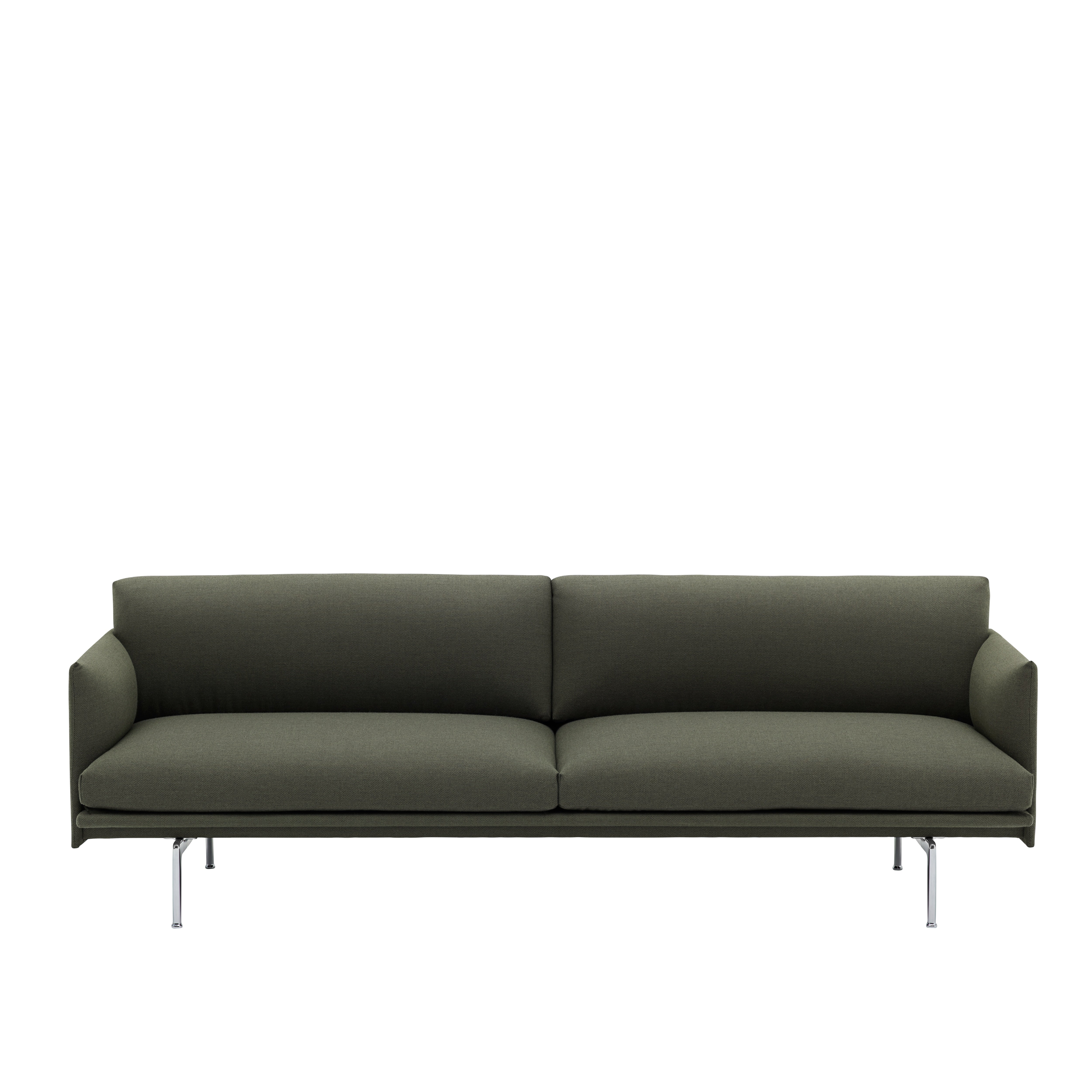 Sofa 3-Sitzer OUTLINE grau-grün mit silbernem Gestell