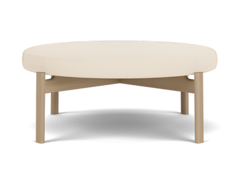 PASSAGE cream pouf with oak base