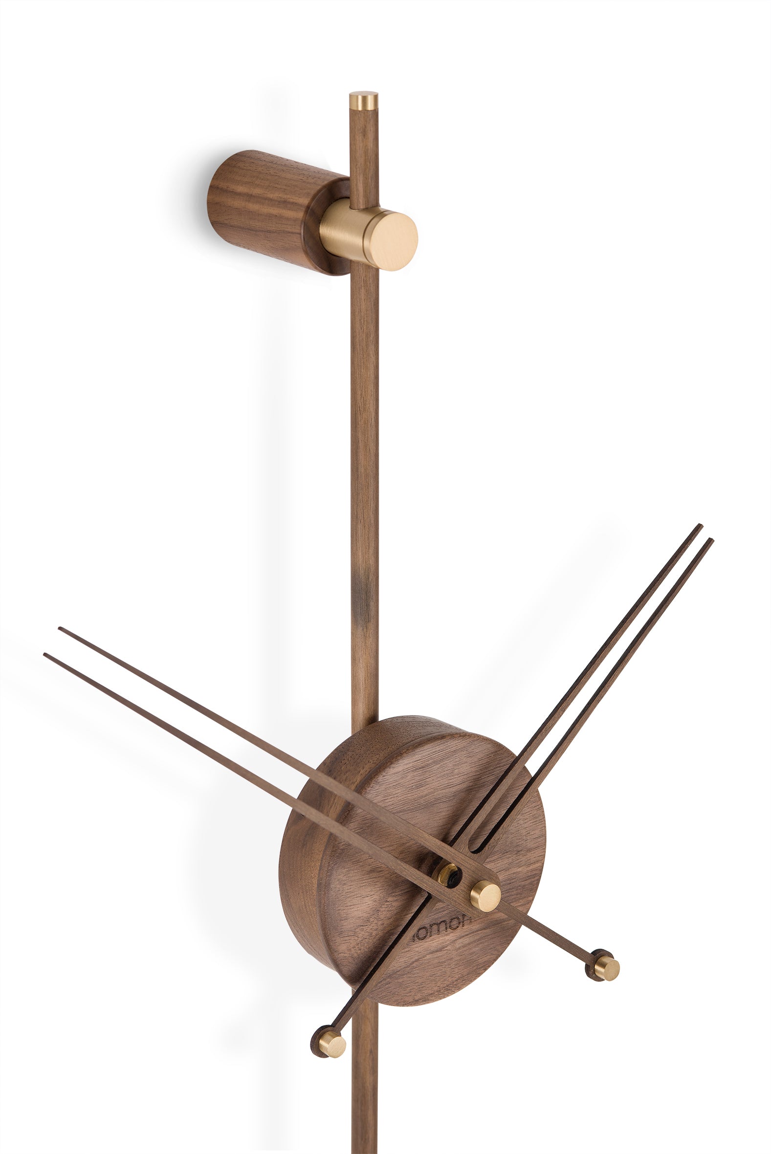 PUNTO Y COMA PREMIUM wall clock walnut wood with brass
