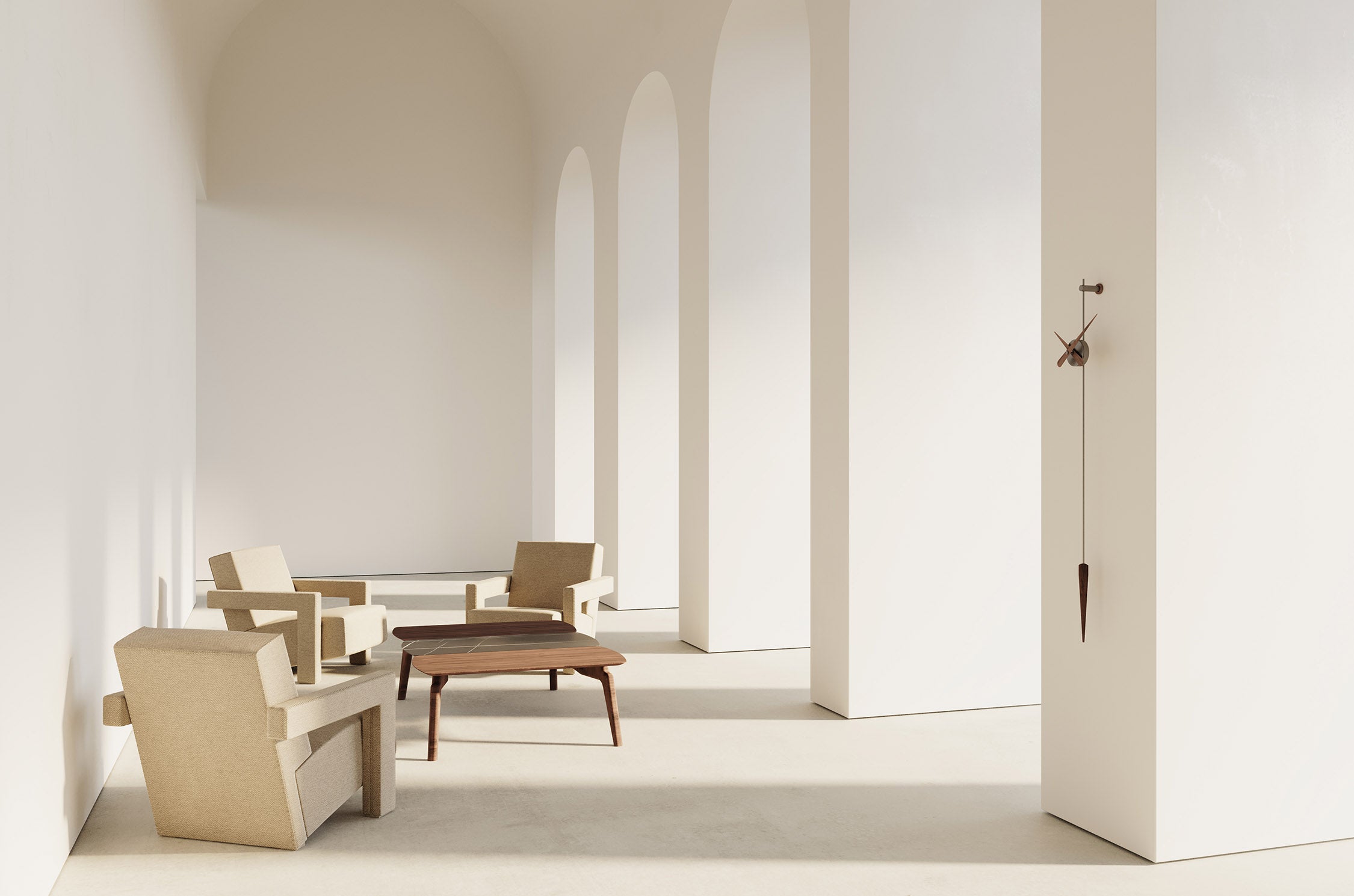 PUNTO Y COMA wall clock walnut wood with graphite