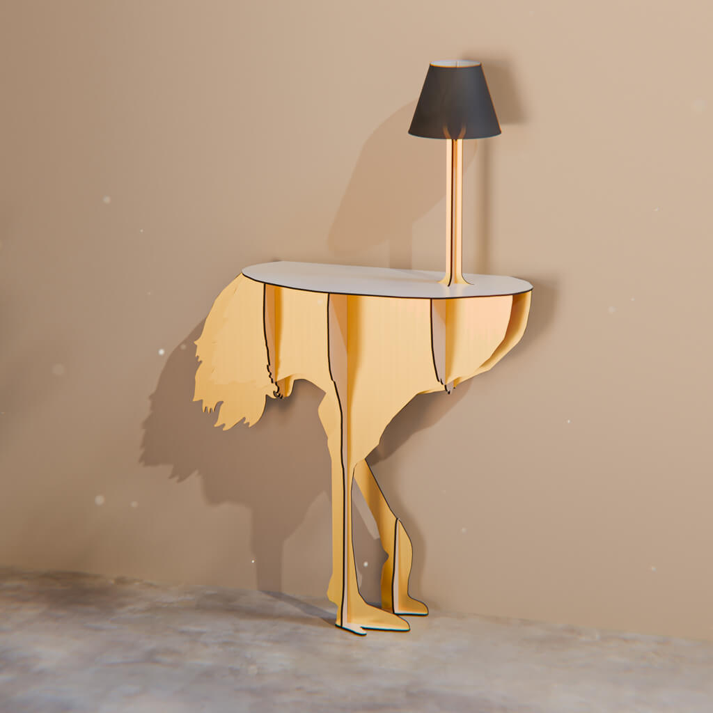 Konsole mit Lampe DIVA LUCIA in Gold