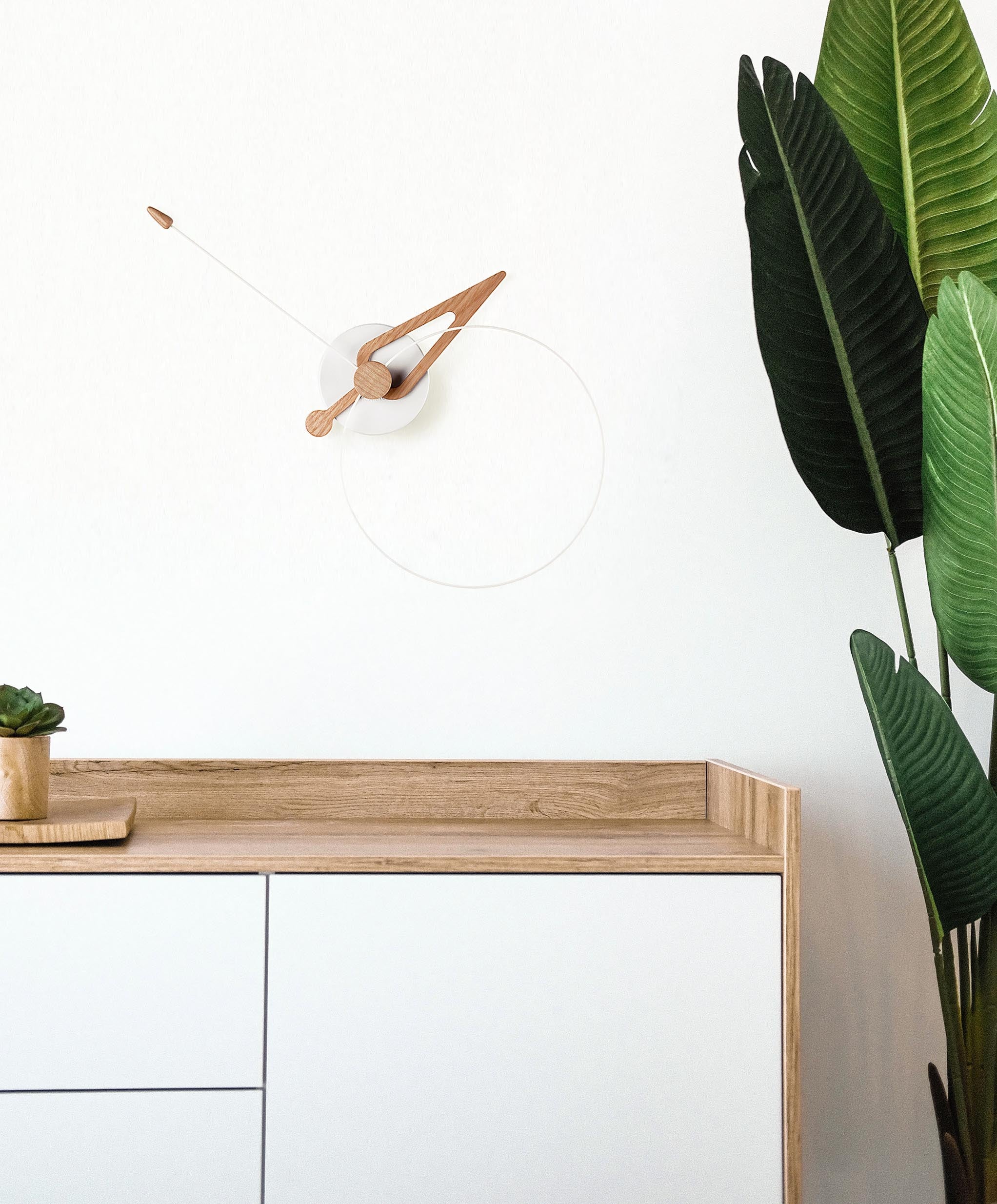 PICO wall clock oak wood with white