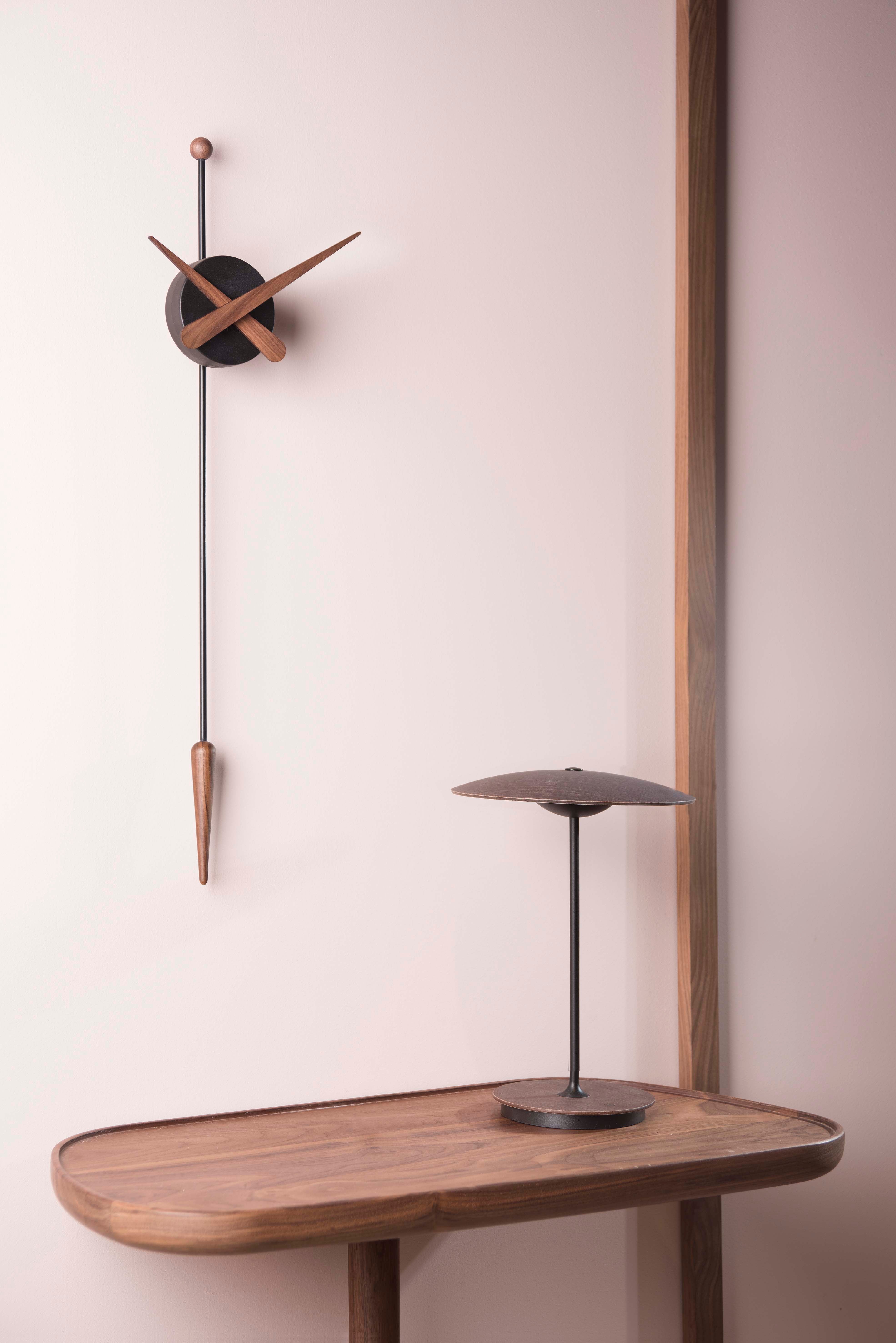 PUNTA wall clock walnut wood with black