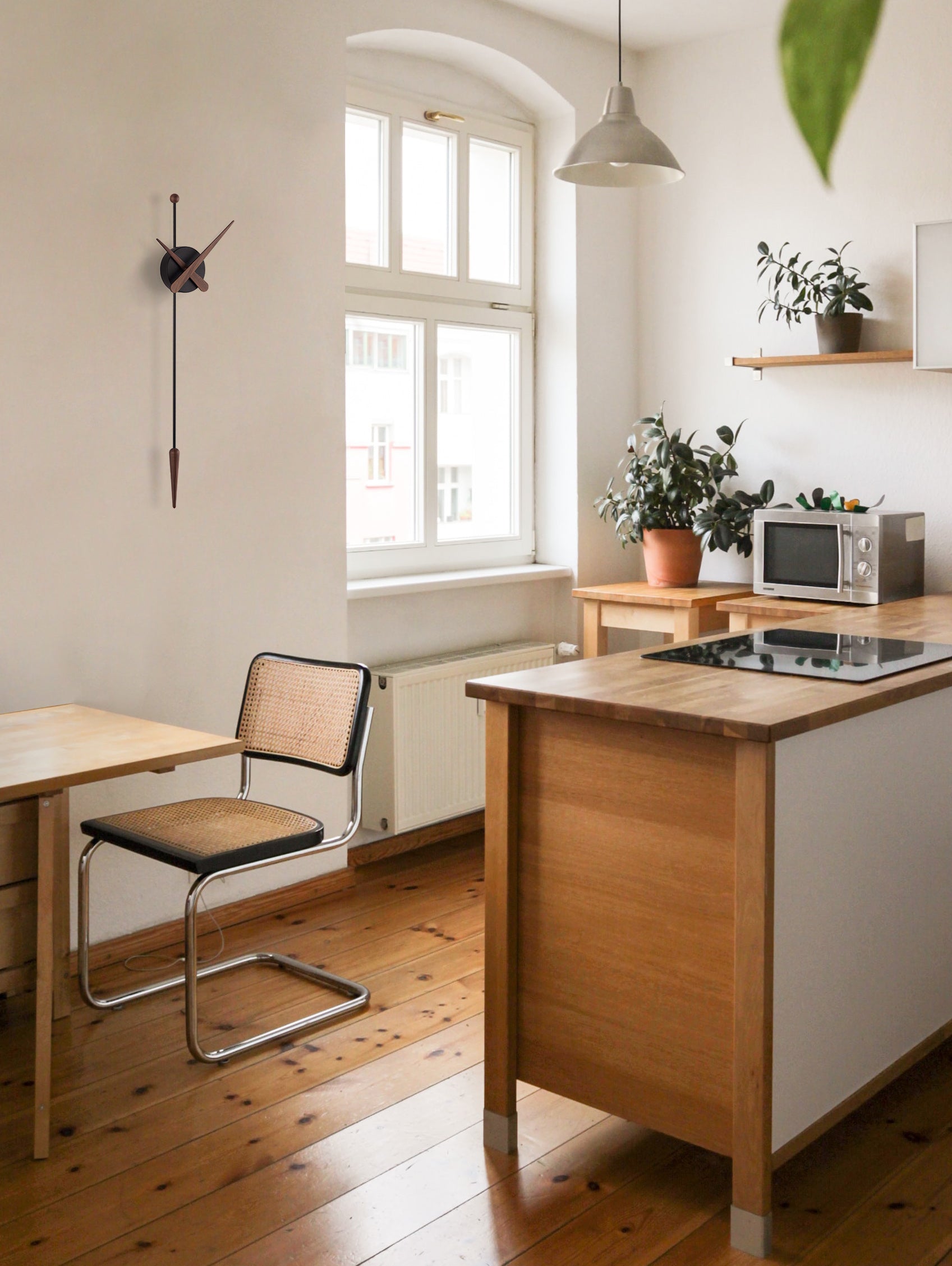 PUNTA wall clock walnut wood with black