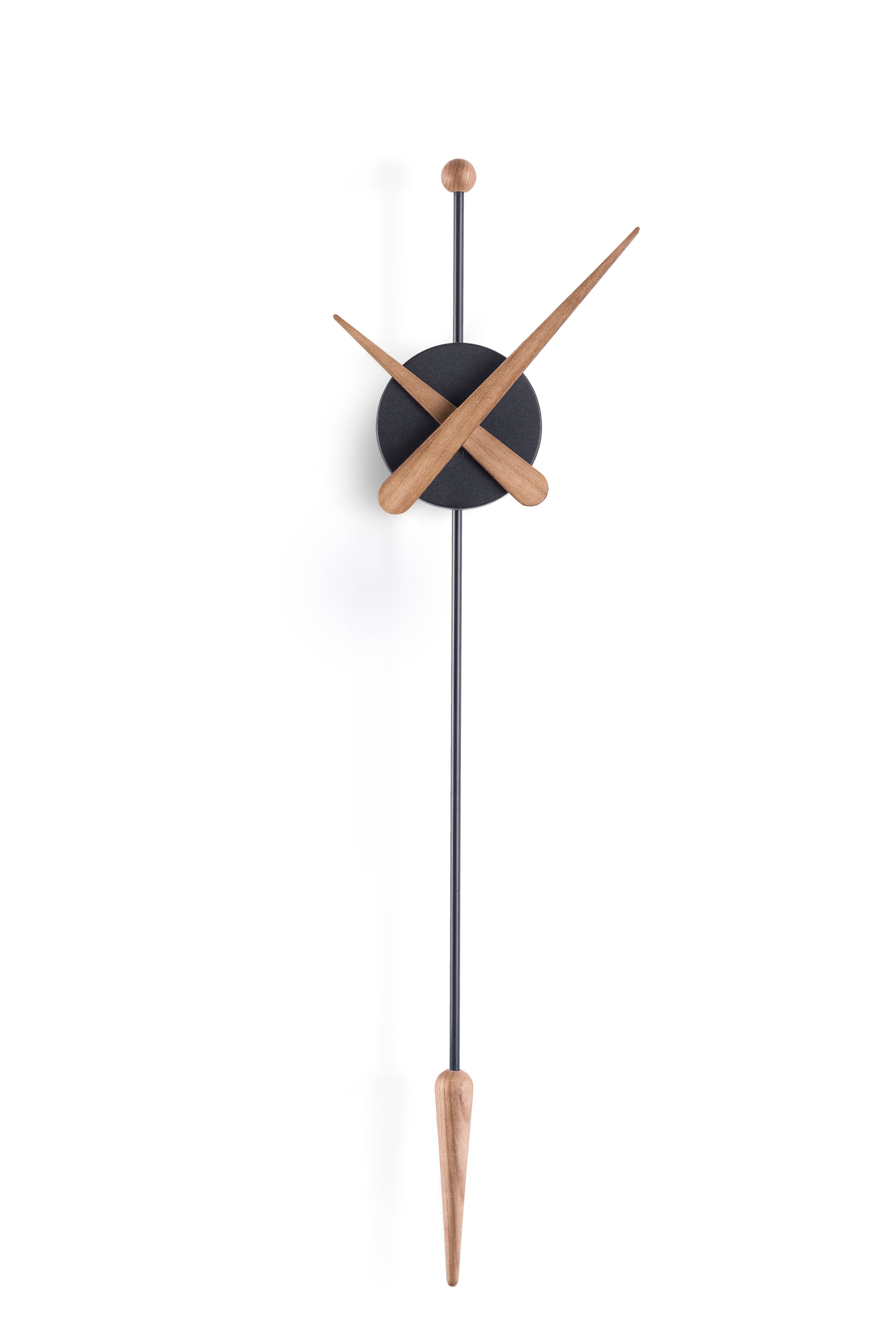 PUNTA wall clock in oak wood with black
