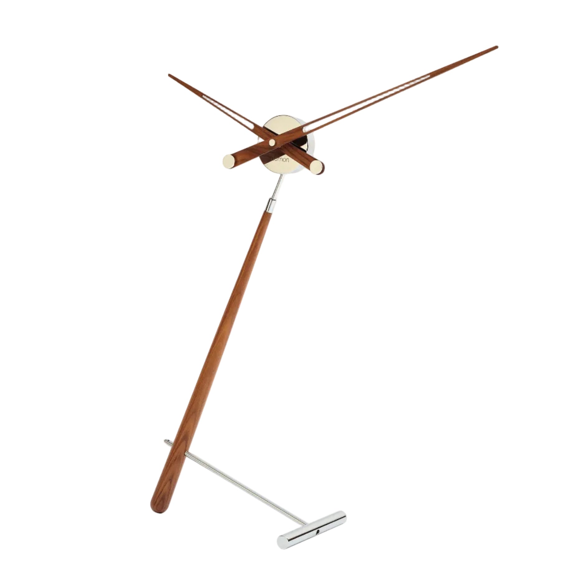 PUNTERO table clock walnut wood with chrome finish
