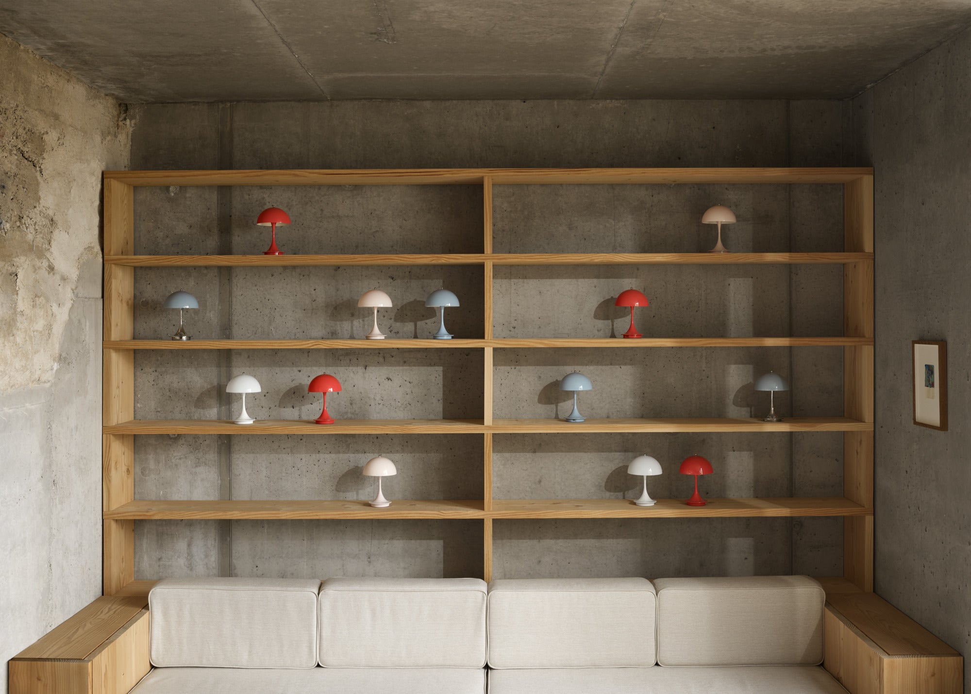 Tragbare Lampe PANTHELLA 160 grau-blau opal mit verchromtem Fuß