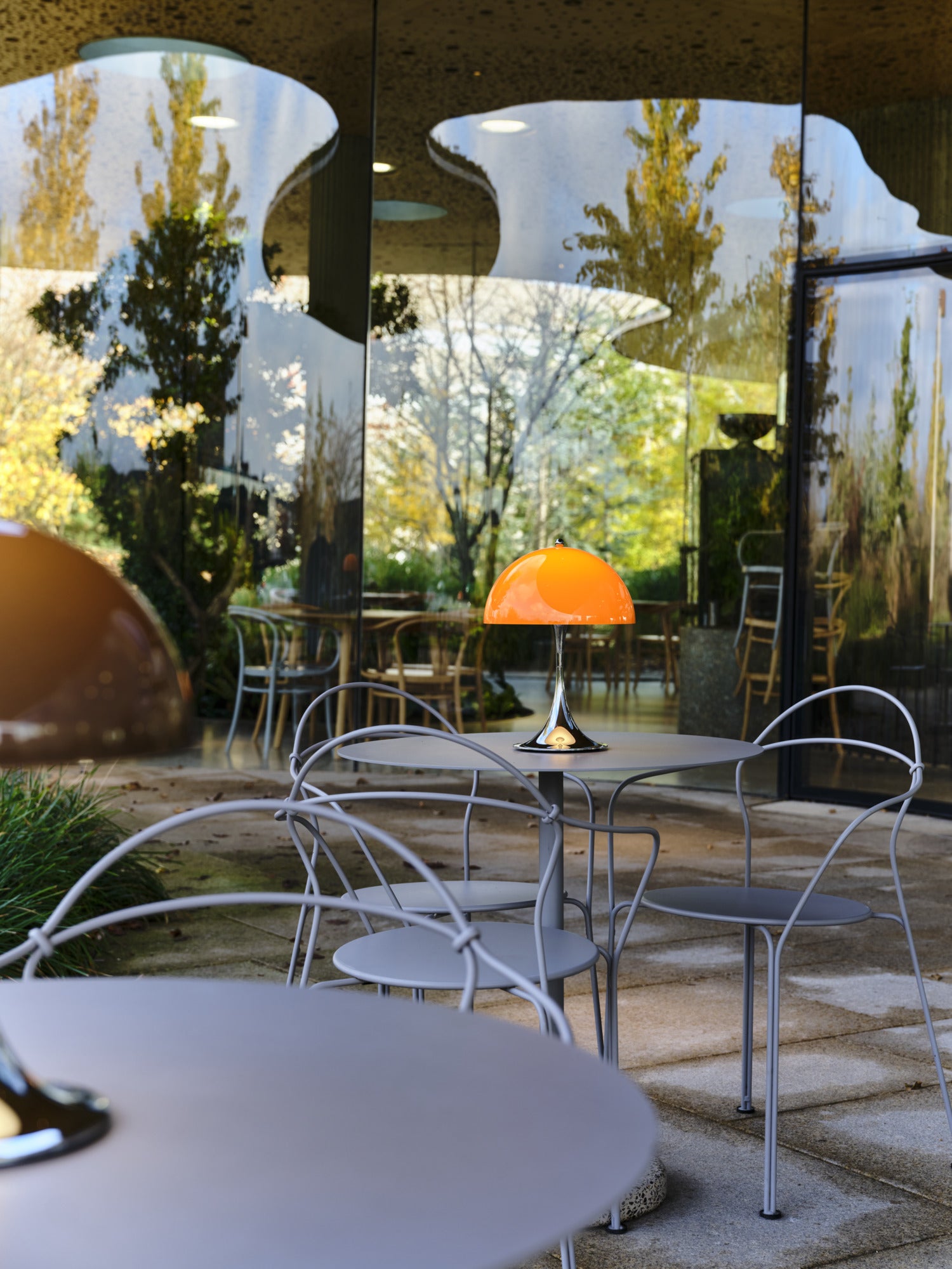 Portable Lamp PANTHELLA 250 orange with chrome base