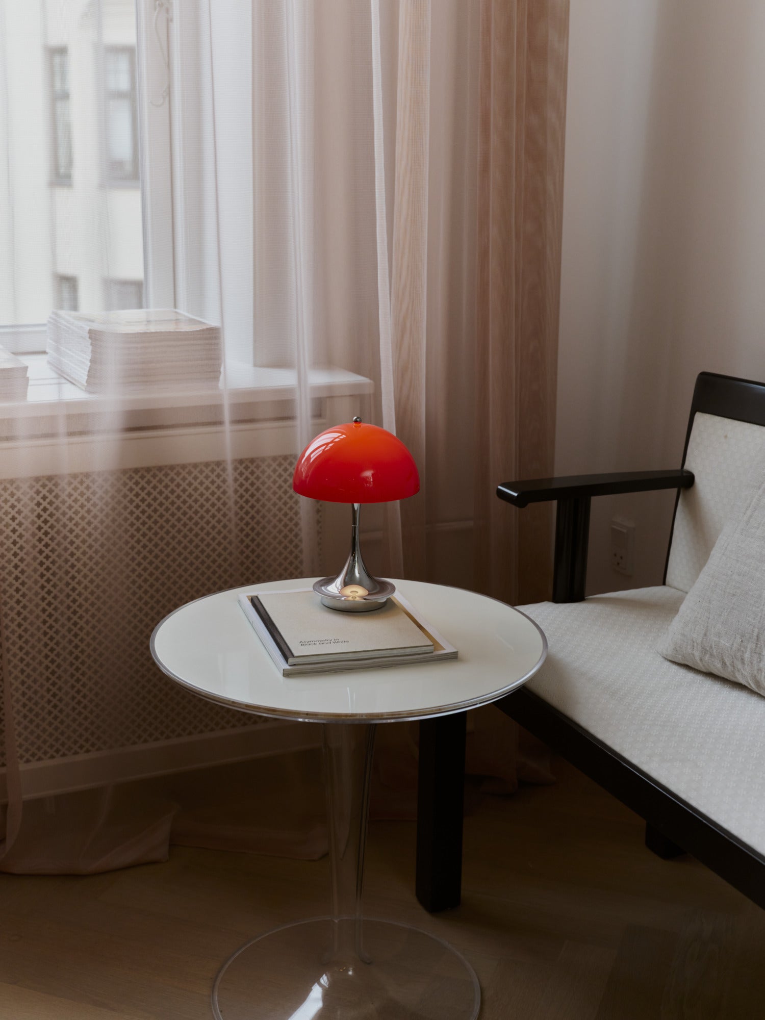 Portable Lamp PANTHELLA 160 red with chrome base