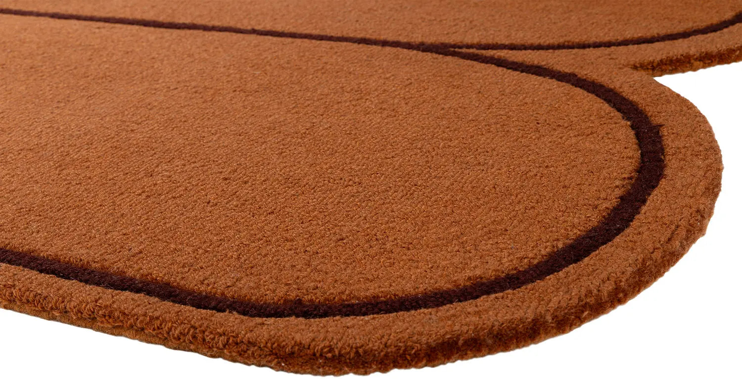 Teppich PARIS ziegelrot mit marineblau und rosa
