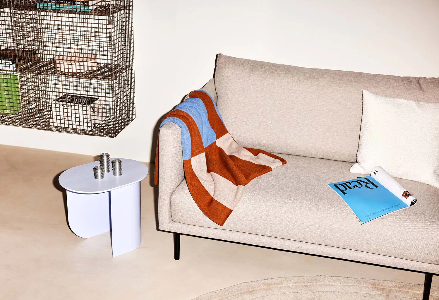 Koc gestreift blau mit braun und beige