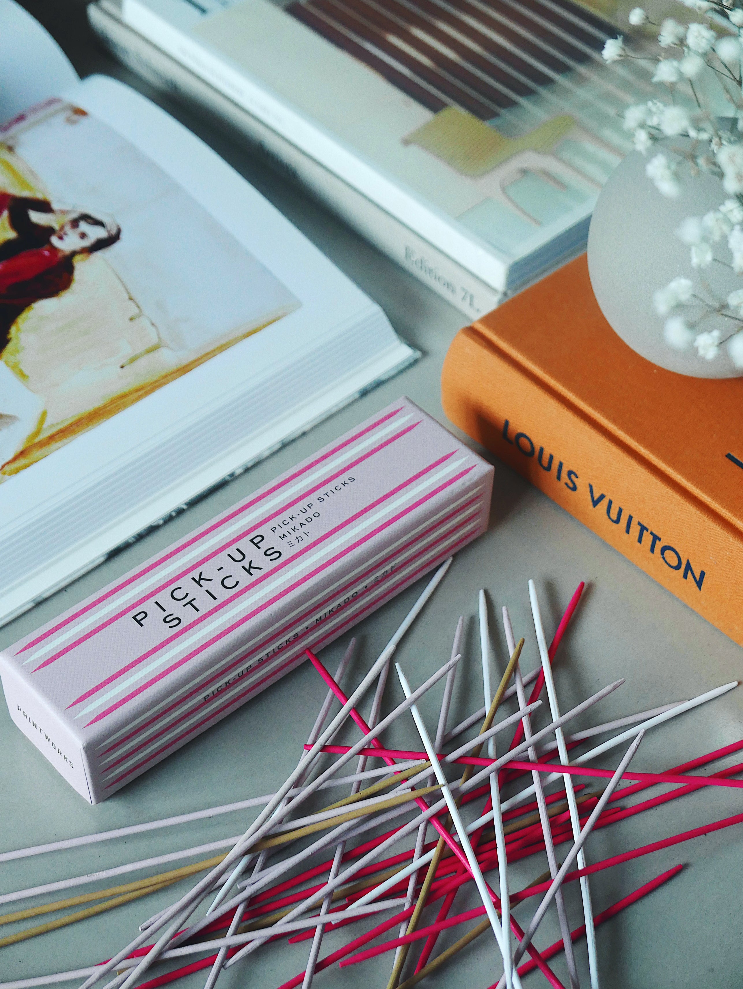 Gra bierki PICK UP STICKS rosa mit rot