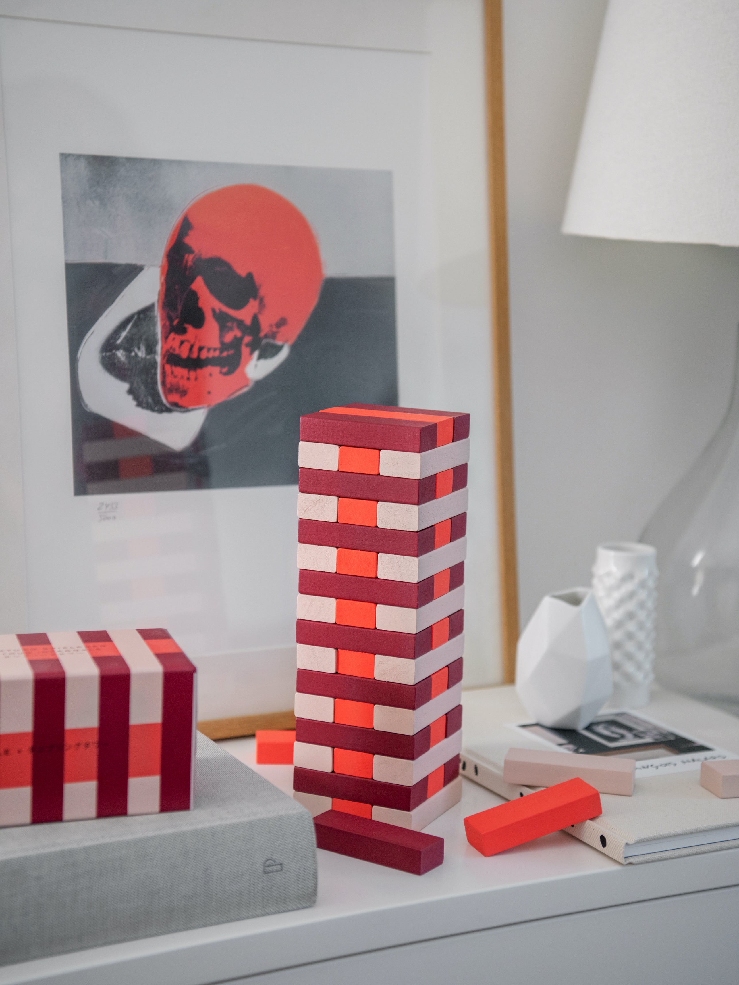 Gra strategische Yenga TUMBLING TOWER beige mit Rot
