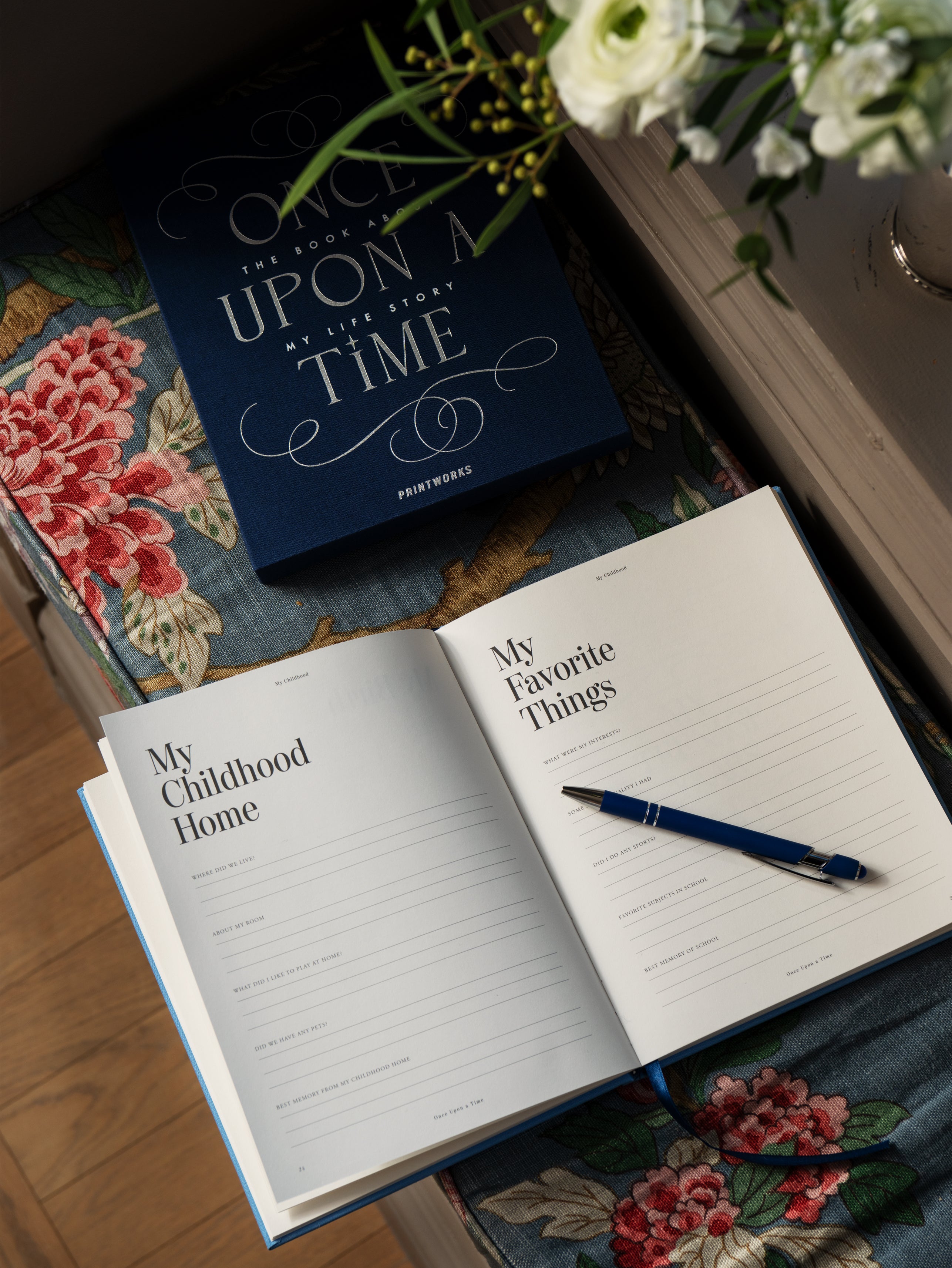 Once Upon A Time Memory Book in Navy Blue with Blue