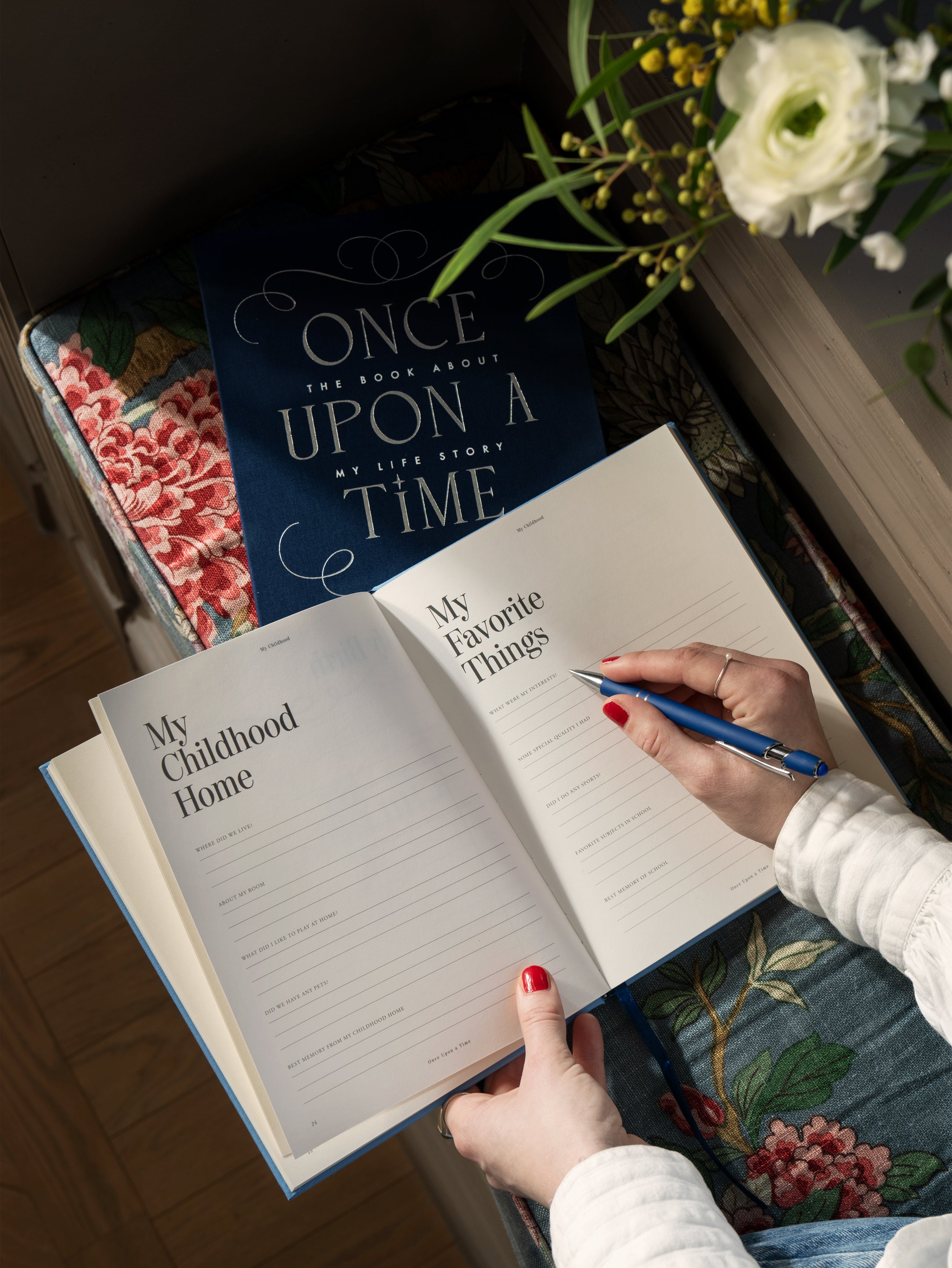 Once Upon A Time Memory Book in Navy Blue with Blue
