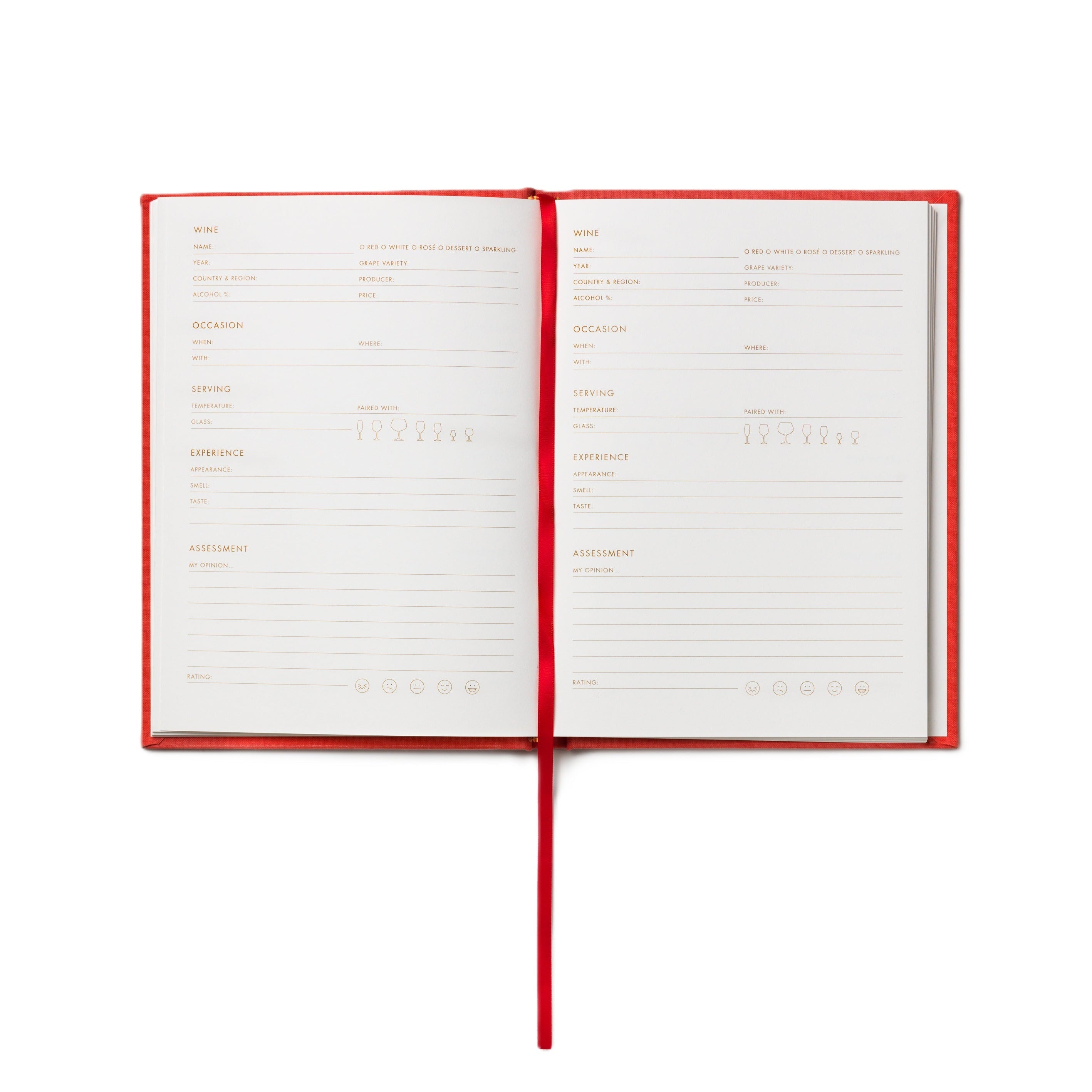 Weinverkostungsjournal WINE TASTING beige mit Rot