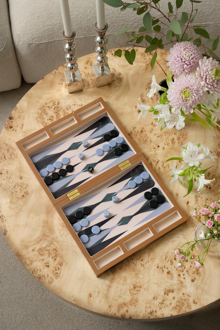 Backgammon-Spielset LACQUERED BACKGAMMON braun mit blauem [Ewelina] [Amelia spr]