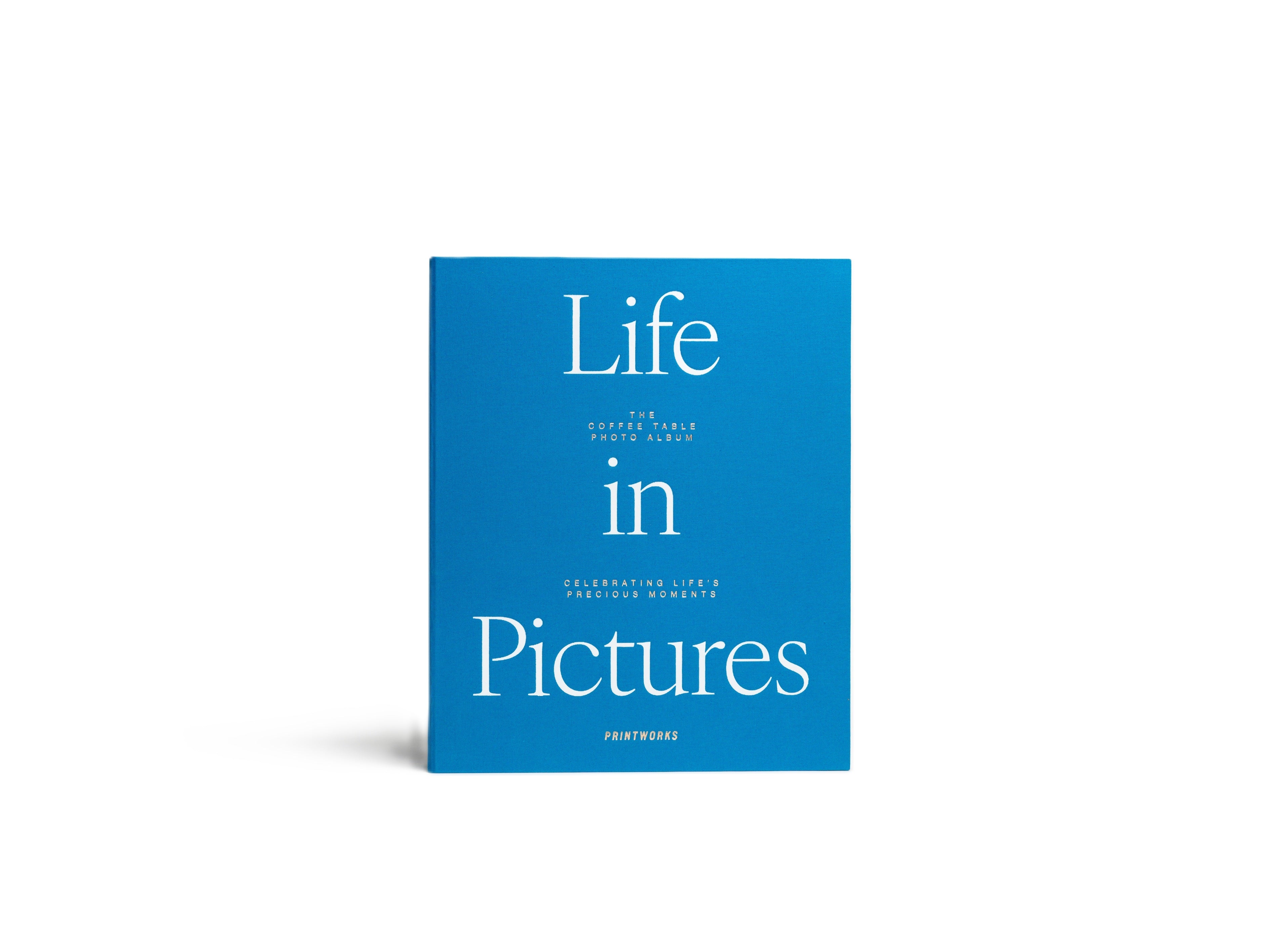 Fotoalbum LIFE IN PICTURES blau mit Weiß
