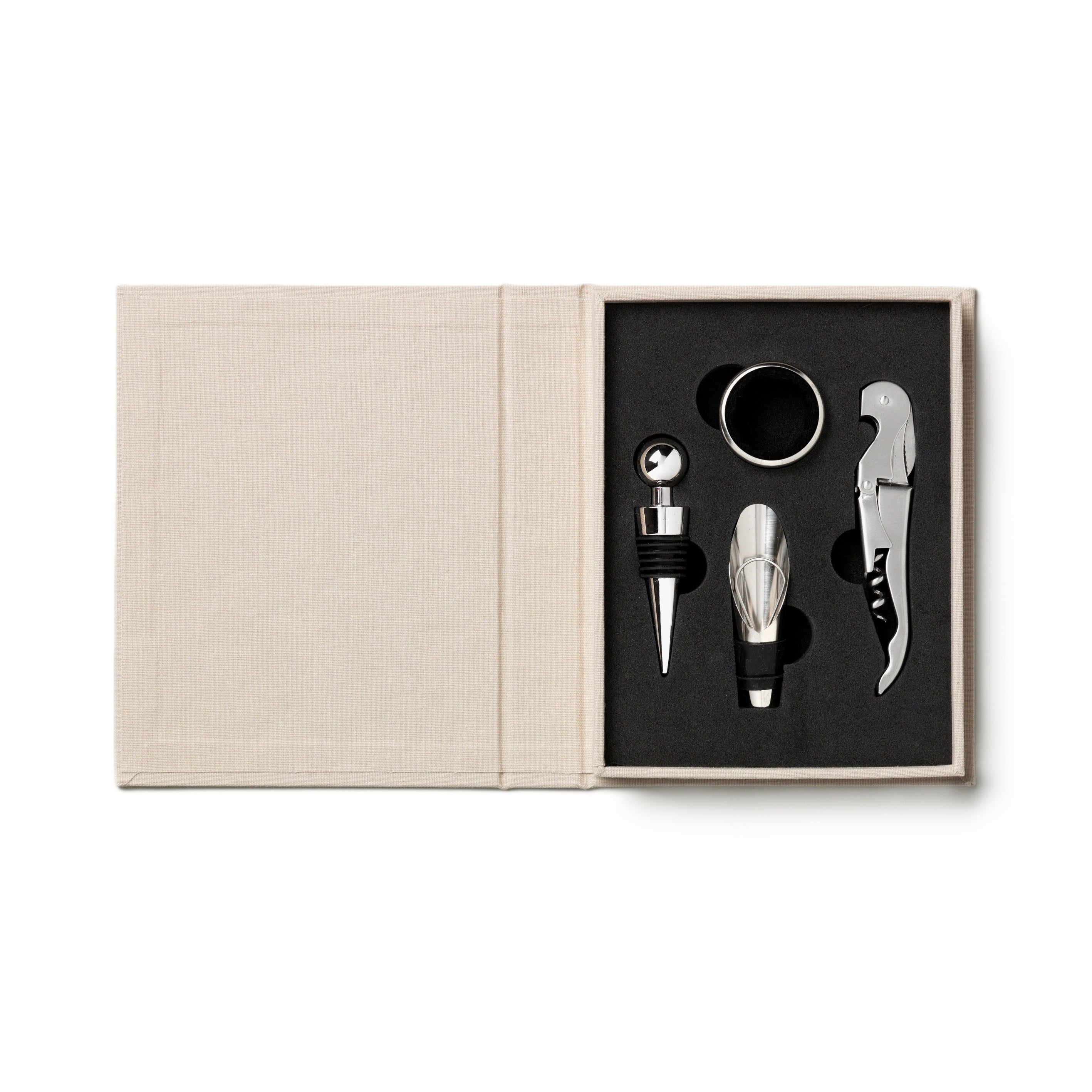 Weinaccessoires-Set THE ESSENTIALS beige mit bordeauxfarbenen Akzenten