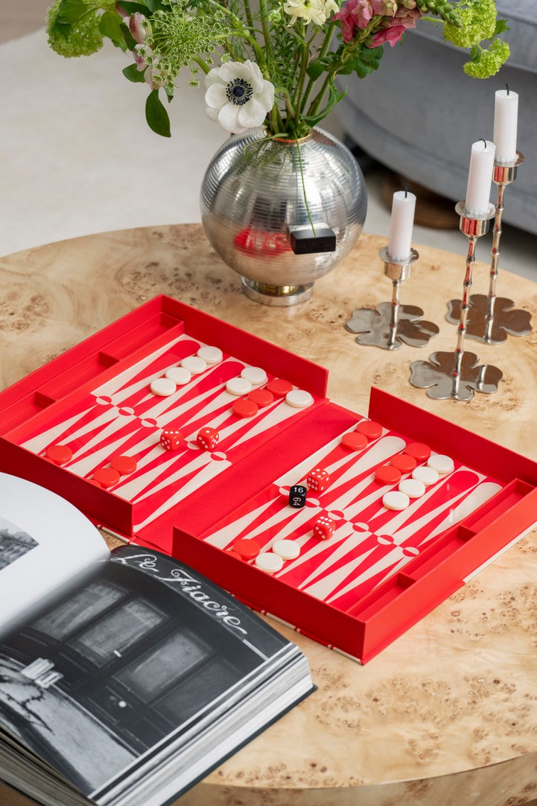 Backgammon-Spielset ART OF BACKGAMMON rot mit beige