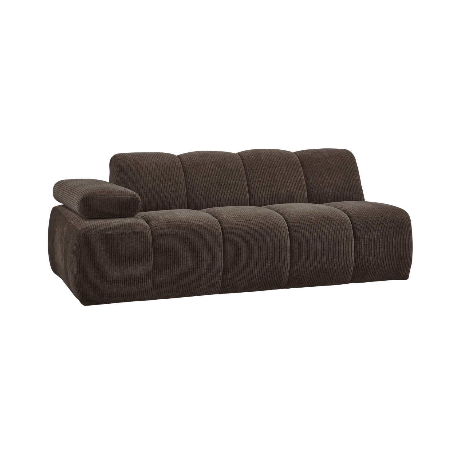 Modulares Sofa MOJO - 2-sitziges Element linksseitig in dunkelbraunem Cord