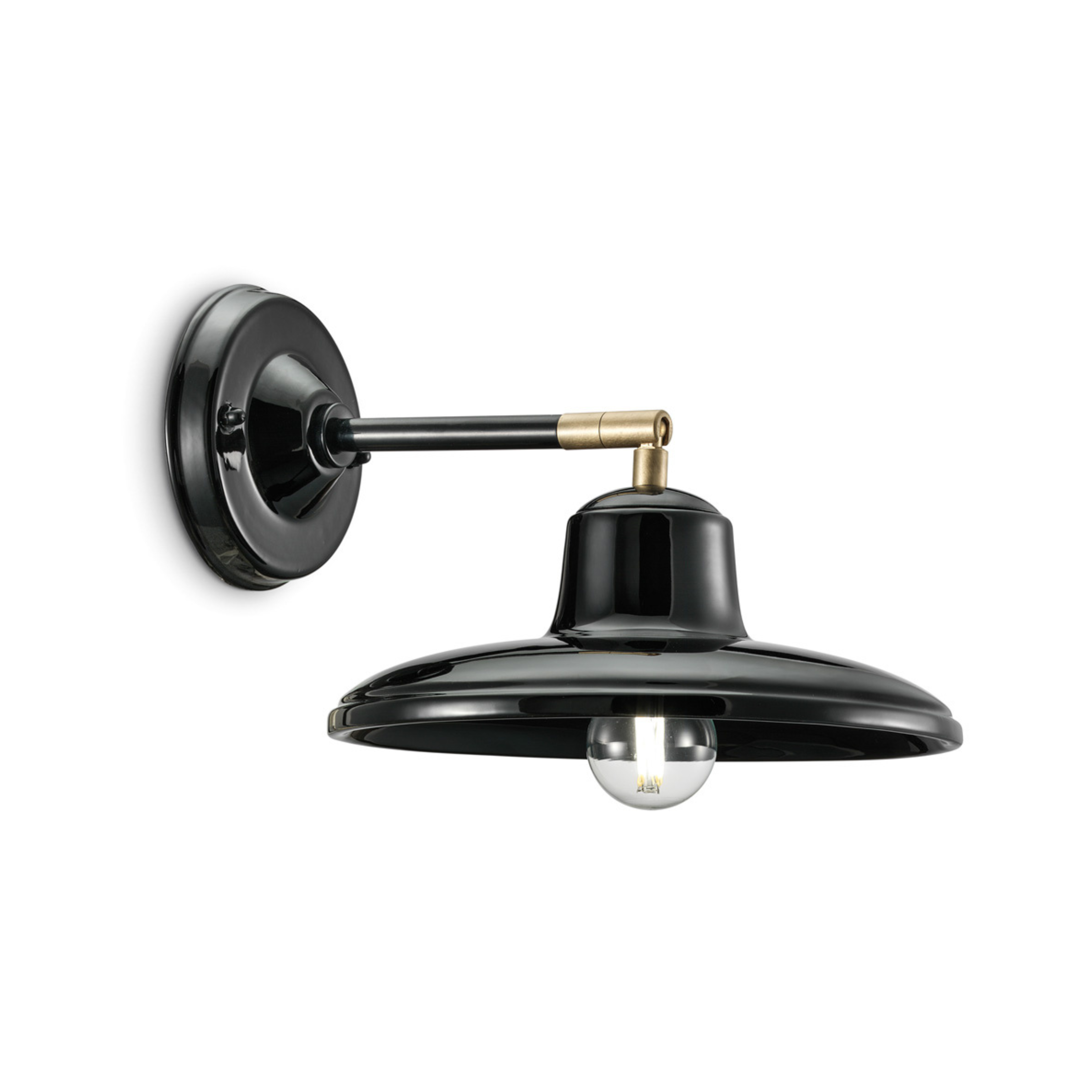 B&amp;W Keramik-Wandlampe, Schwarz mit Messing-Finish 