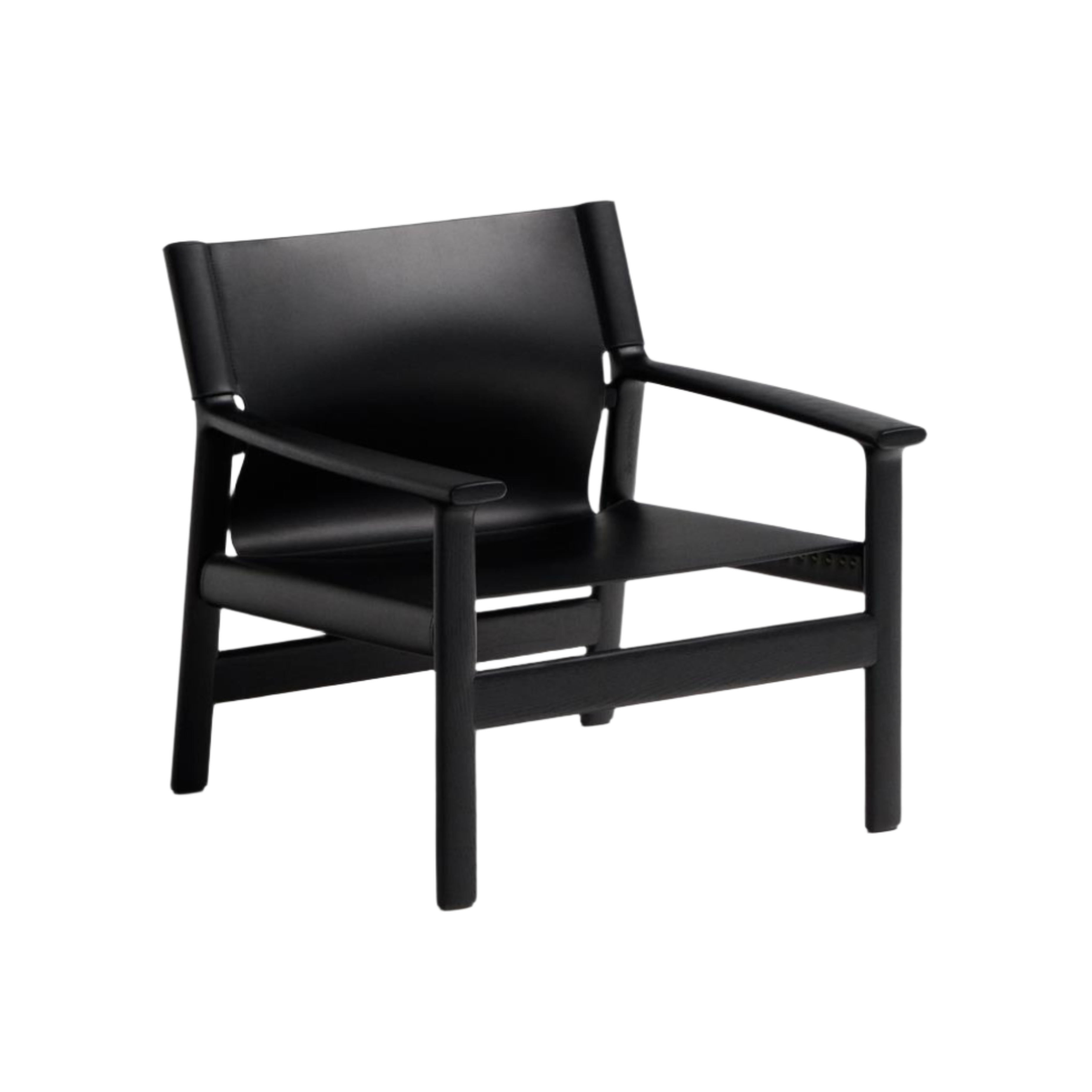 JAN Sessel, schwarzes Recyclingleder mit schwarzem Eschenholz