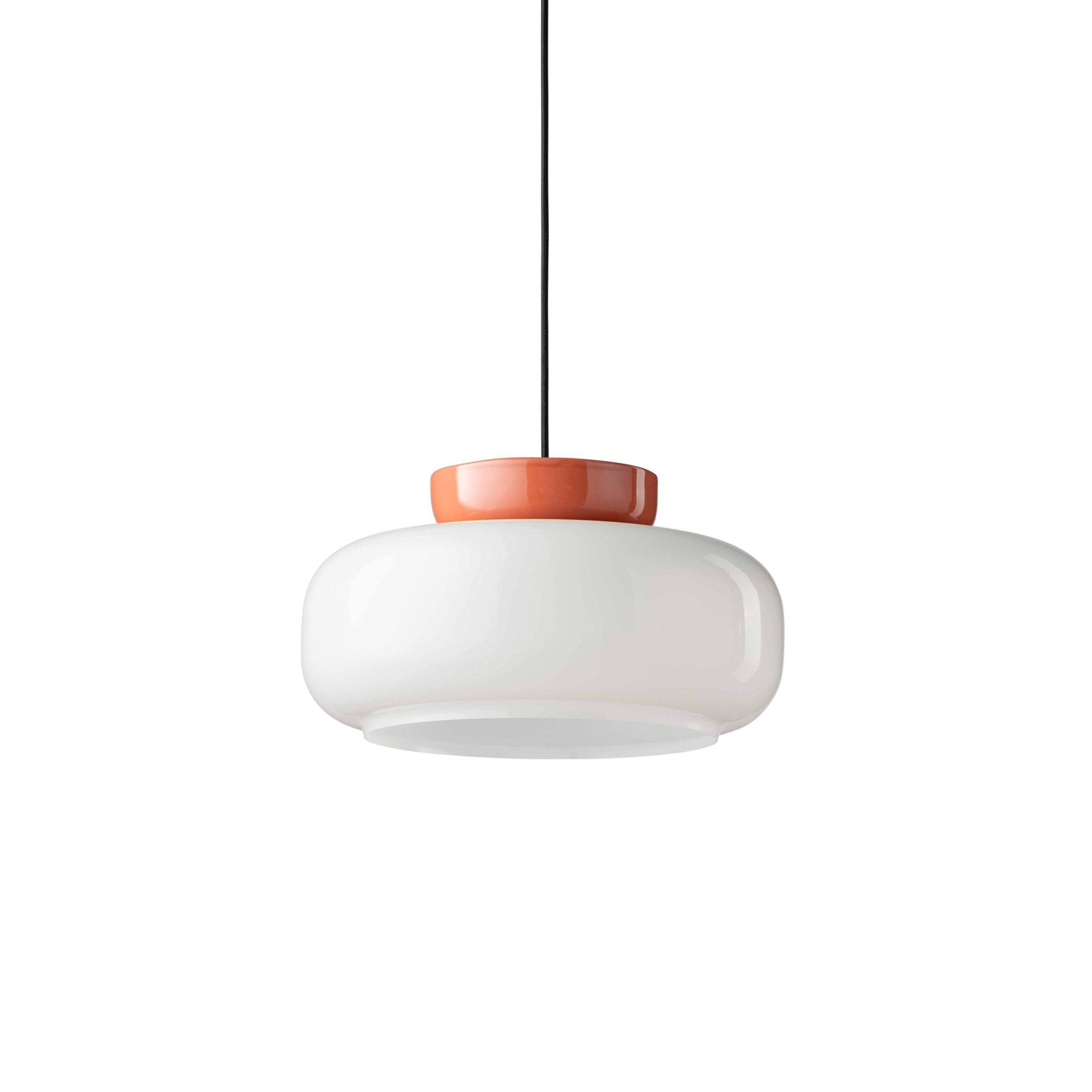 MARACANÀ ceramic pendant lamp in milk white with orange