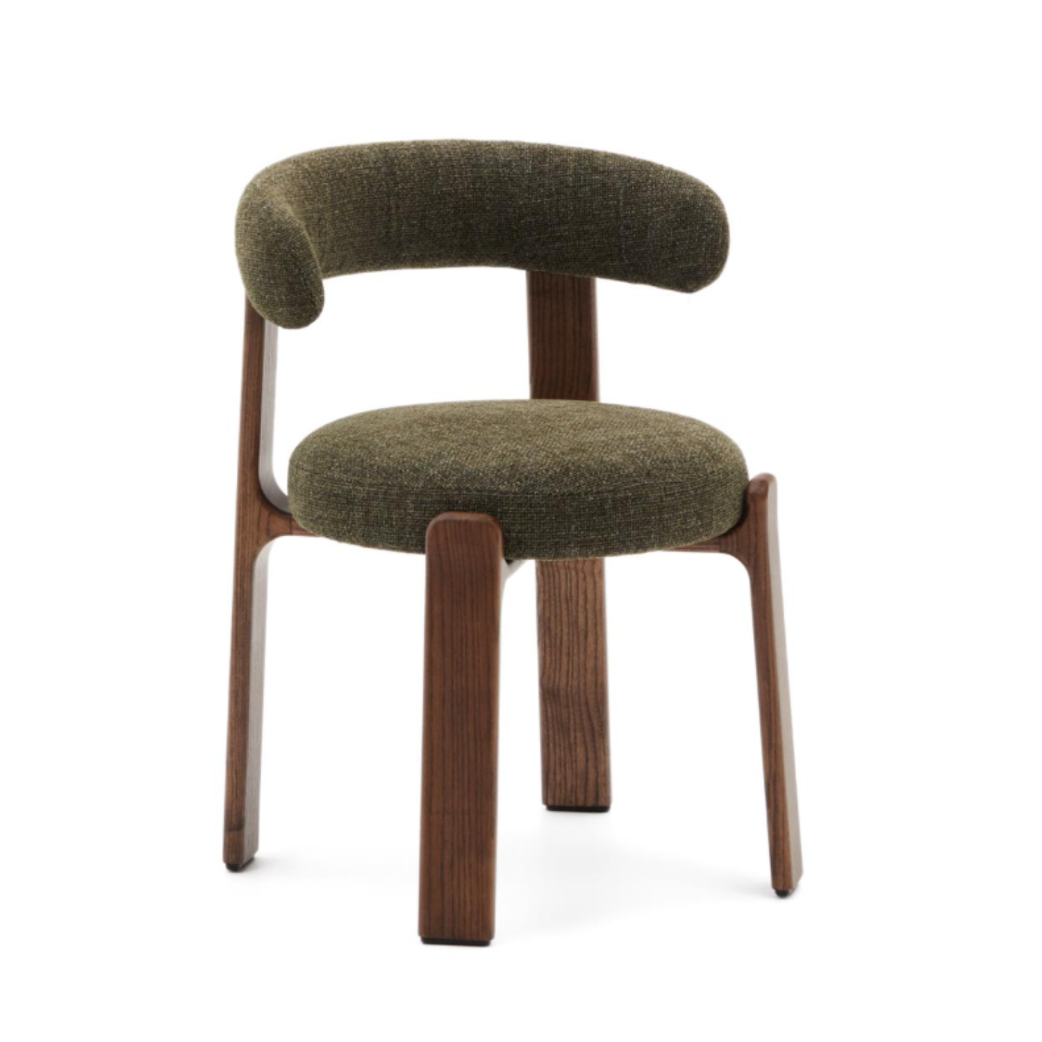 Stuhl GRANITE grün Chenille mit dunklem Eschenfuß