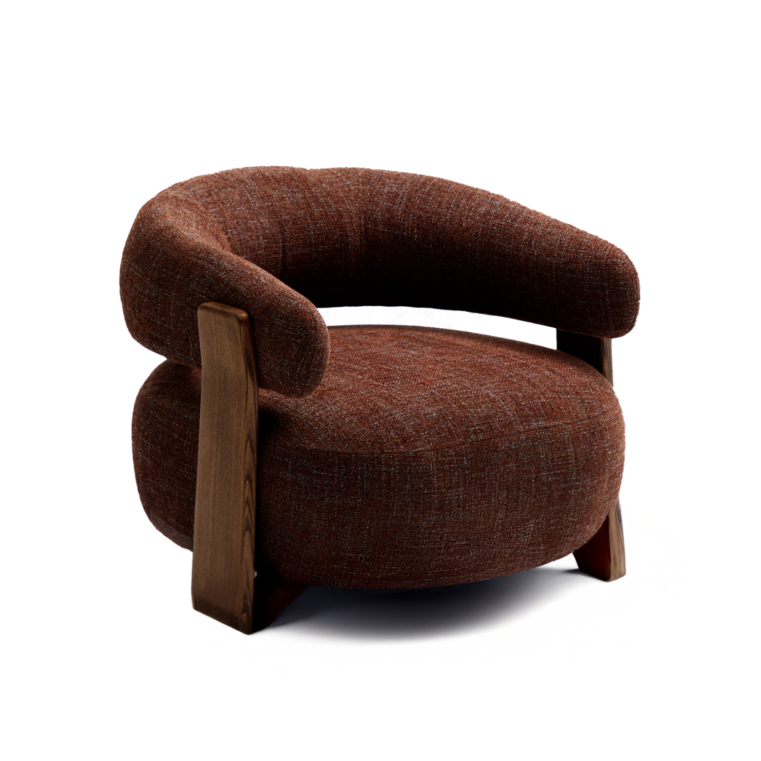 Sessel GRANITE braunes Chenille mit dunklem Eschenfuß