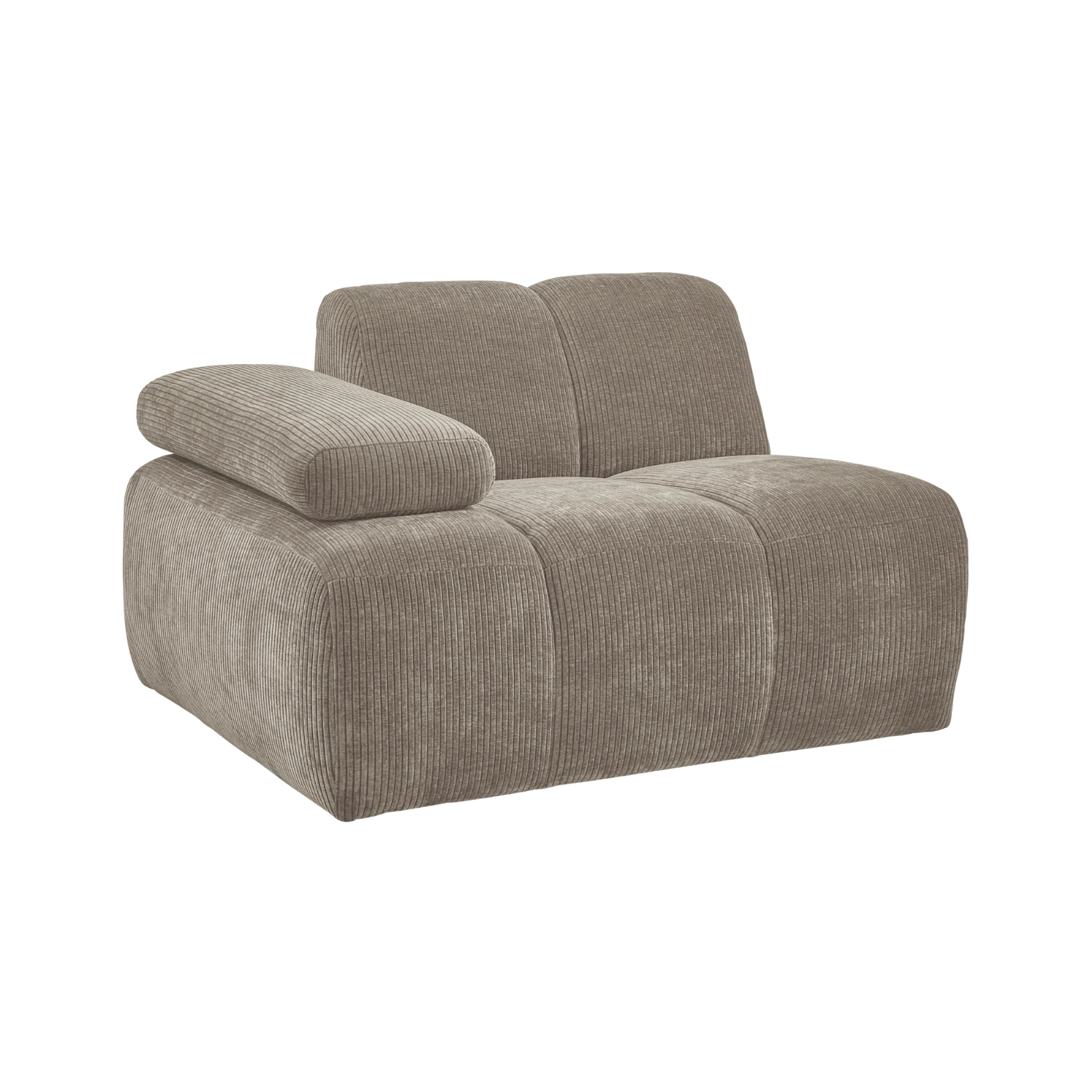 Modulares Sofa MOJO - linkes Element in dunkel sandfarbenem Cord