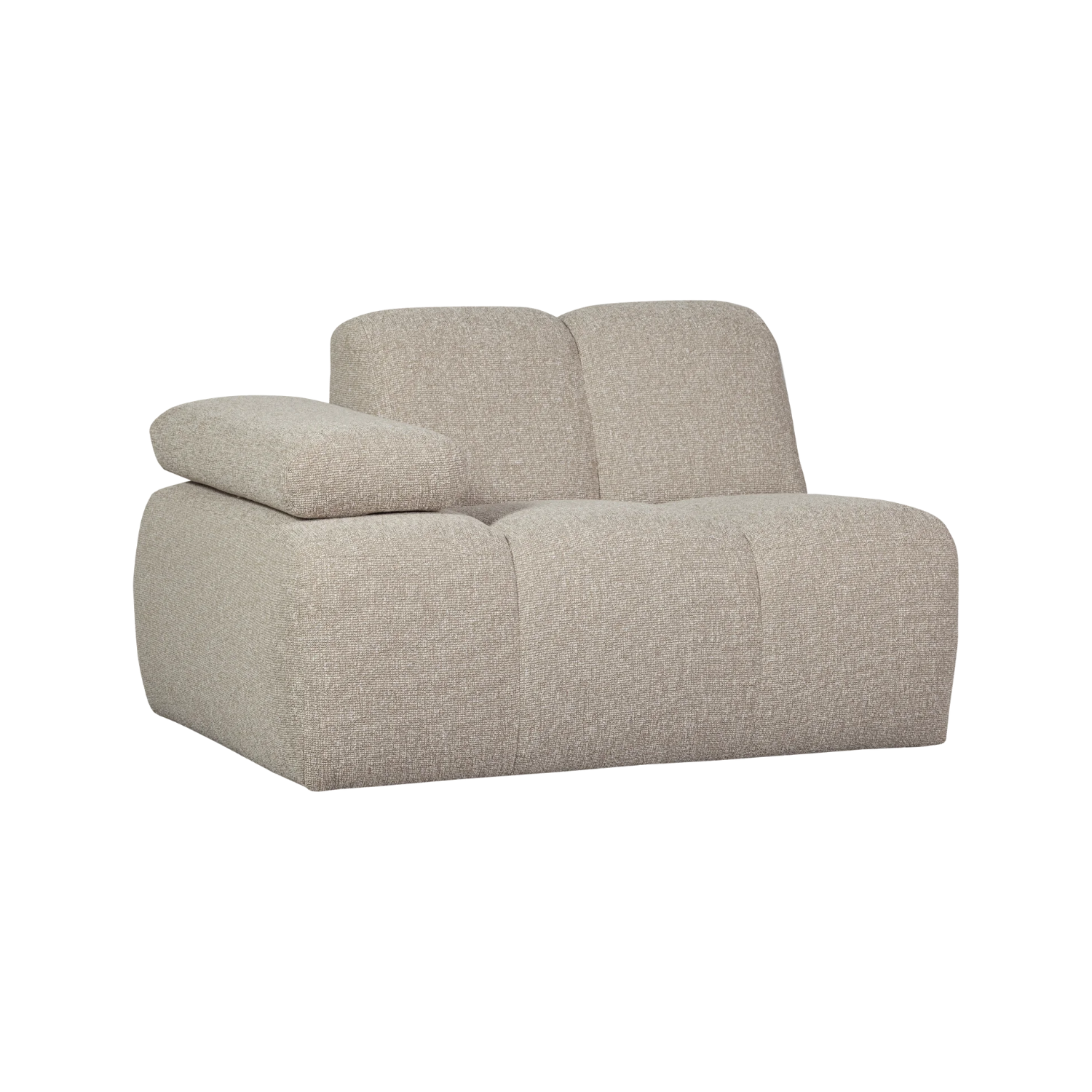 Modulares Sofa MOJO - linkes Element in beigem Mélange Bouclé