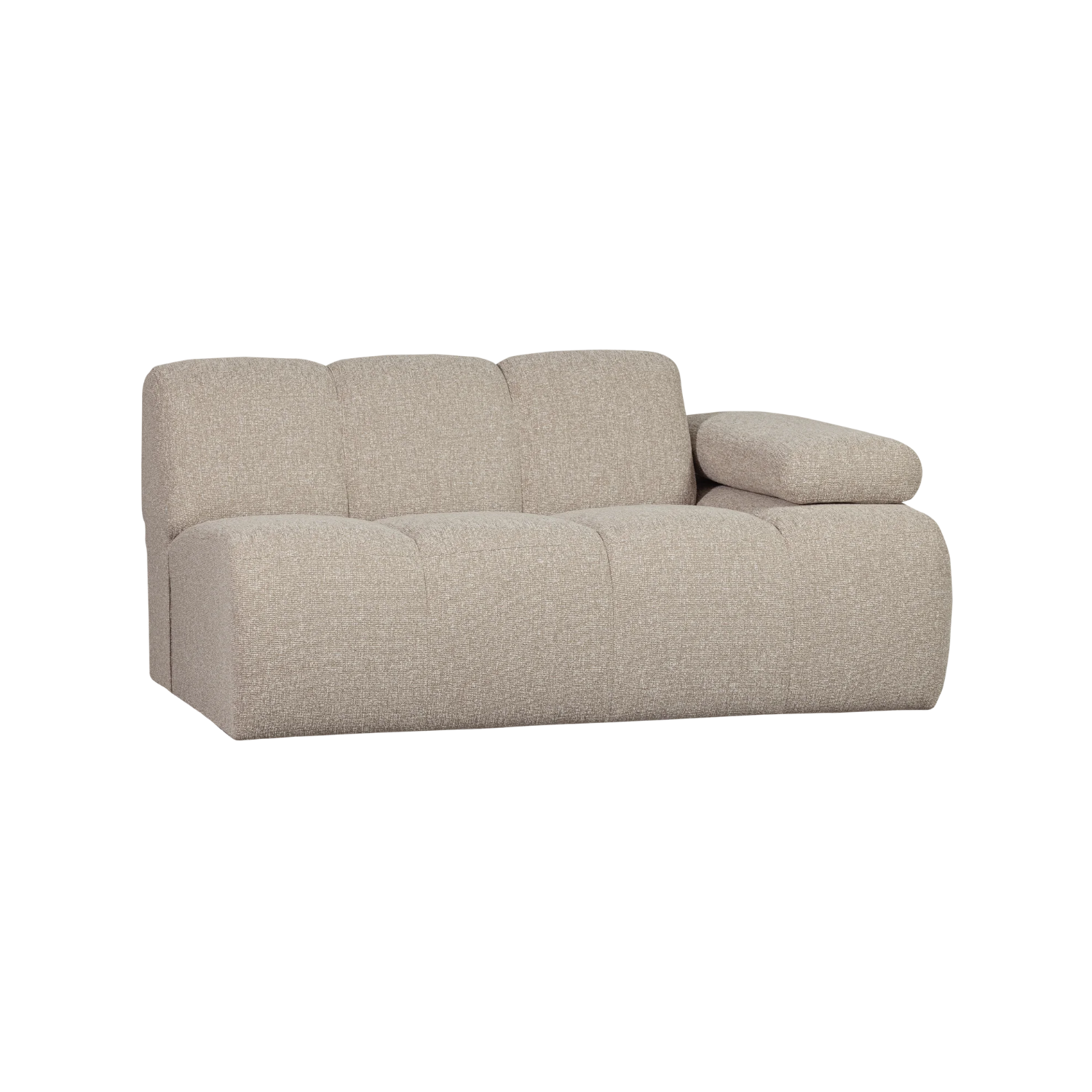 Modulares Sofa MOJO - 1,5-sitziges Element rechtsseitig in beigem Mélange Bouclé