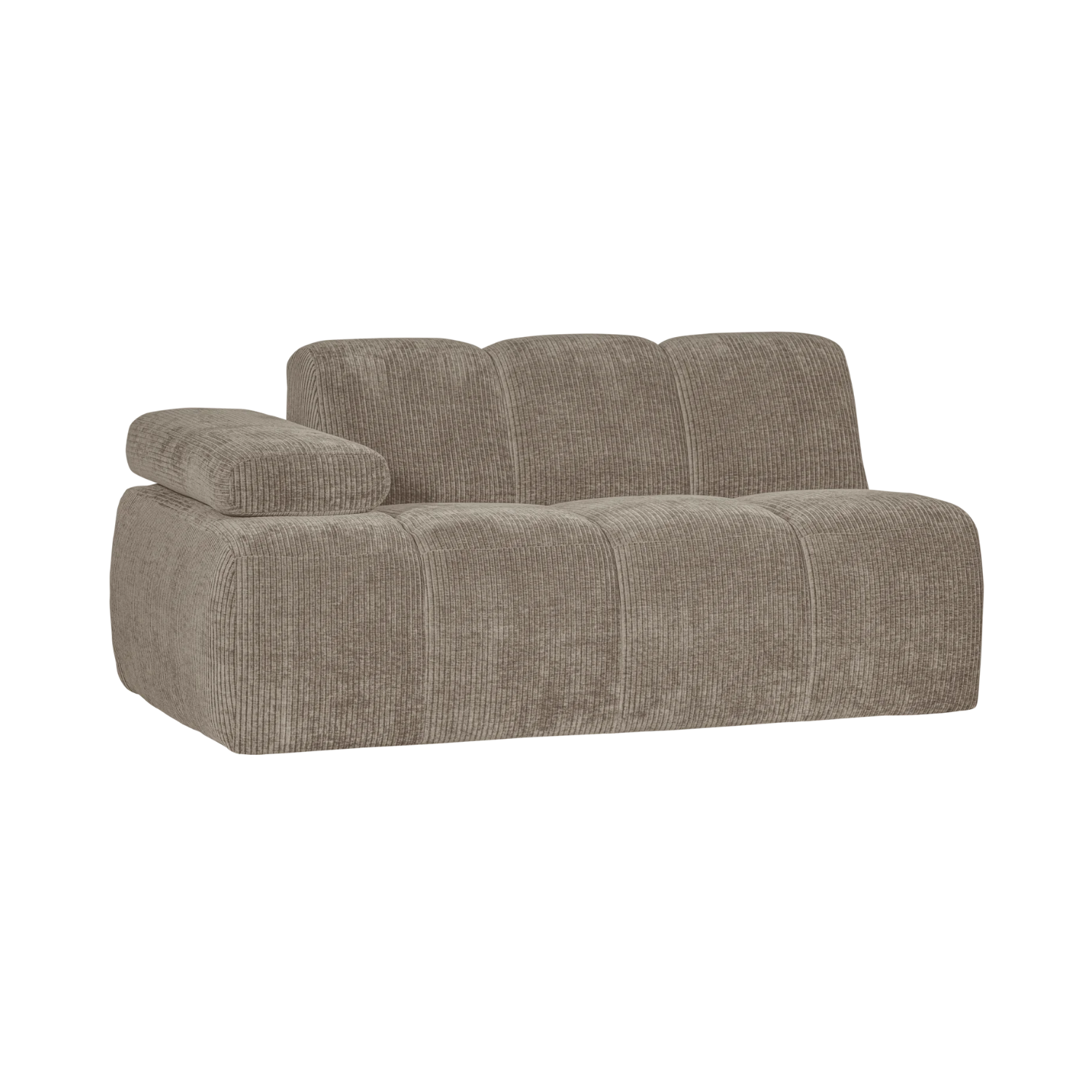 Modulares Sofa MOJO - 1,5-sitziges Element linksseitig in dunkelsandfarbener Cord-Optik