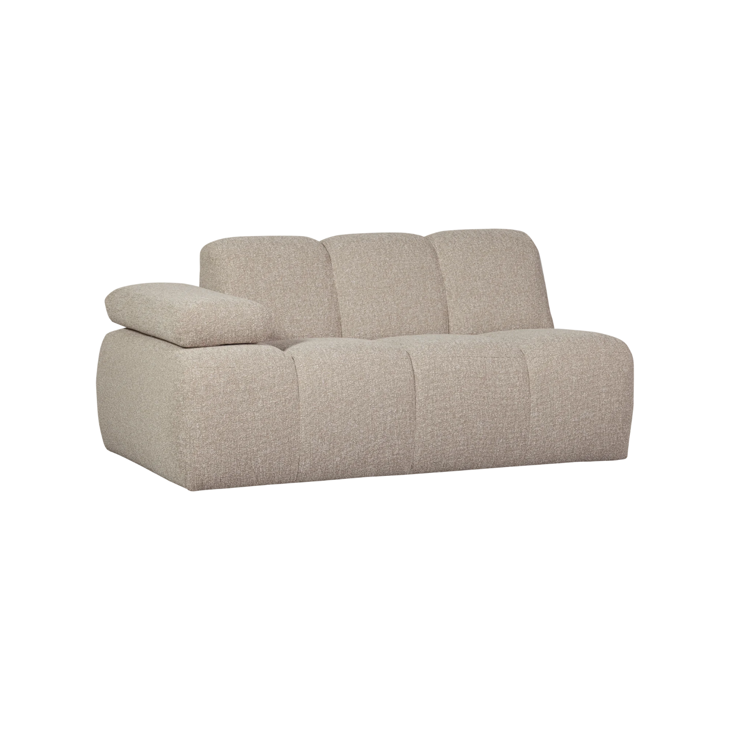 Modulares Sofa MOJO - 1,5-sitziges Element linksseitig in beigem Mélange Bouclé