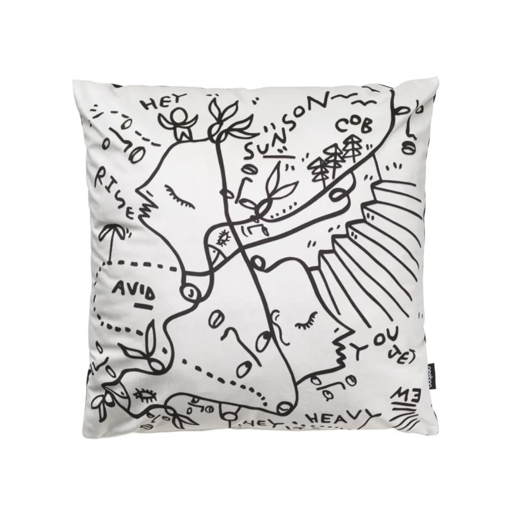 ENERGETIC EXPRESSIONS doppelseitiges Kissen weiß mit schwarz