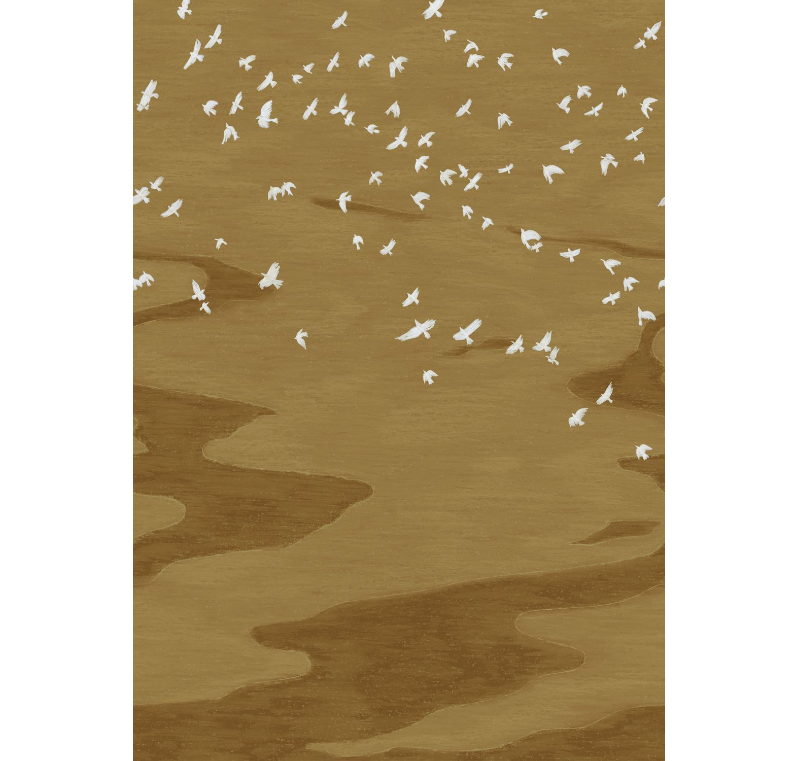 Animal-themed mural of birds MIGRATION brown