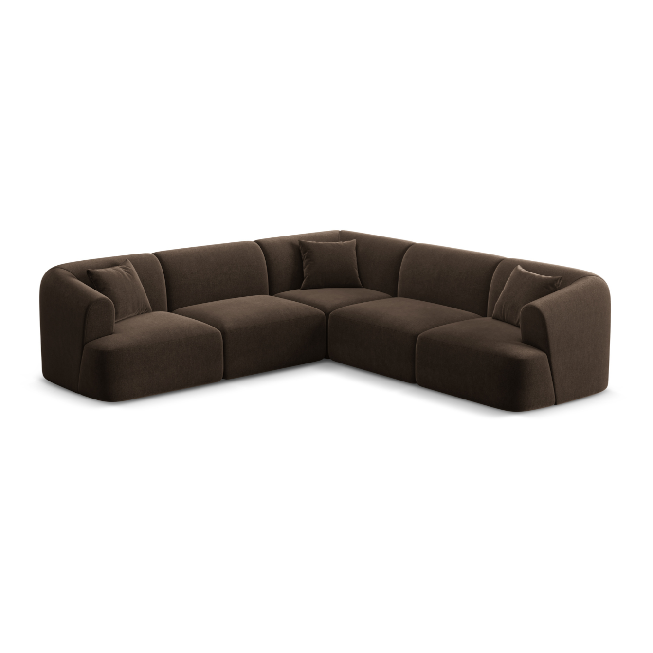 Symmetrical Velvet Corner Sofa for 4 People CAMPI Chocolate