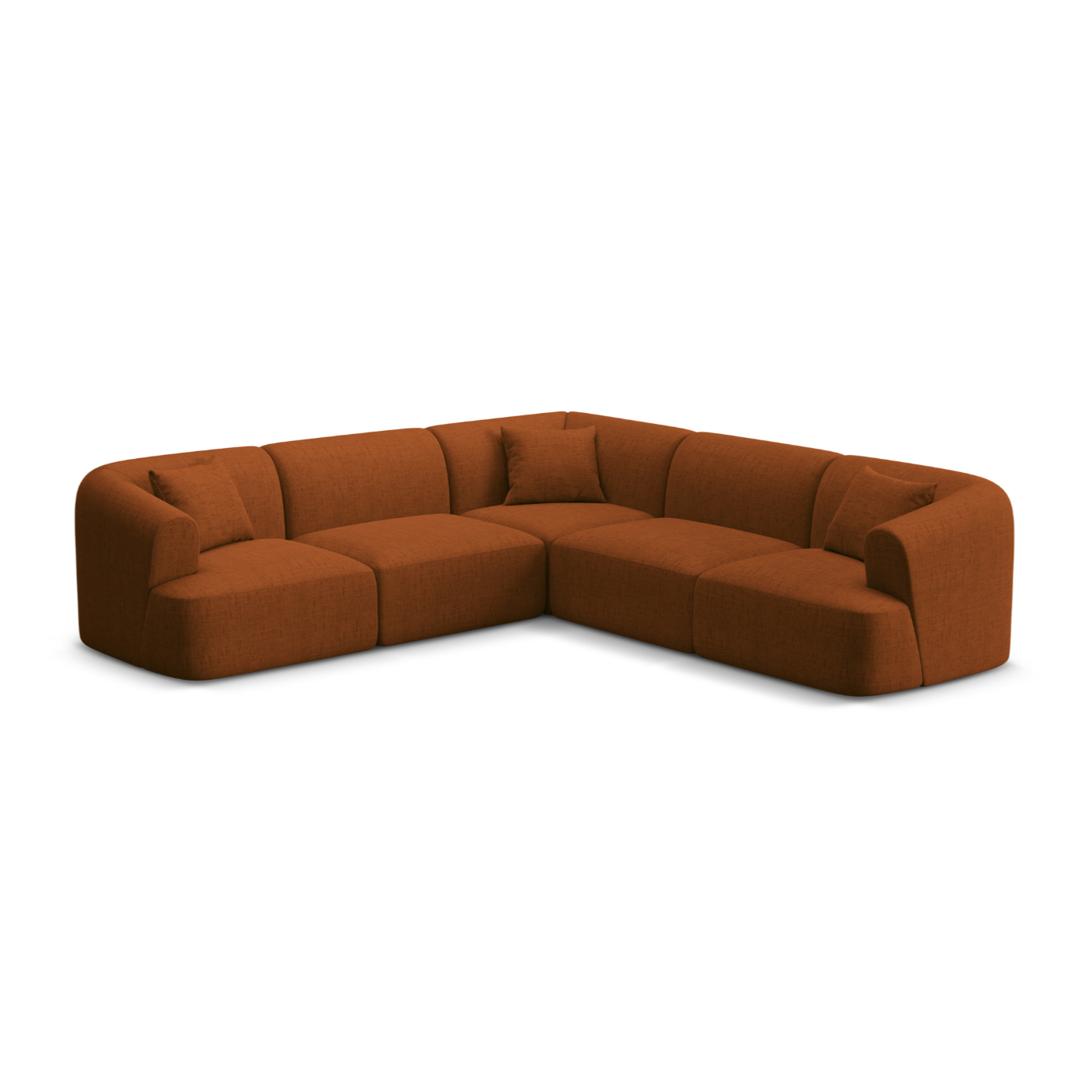 Symmetrische 4-Sitzer-Couch CAMPI ziegelrotes Chenille