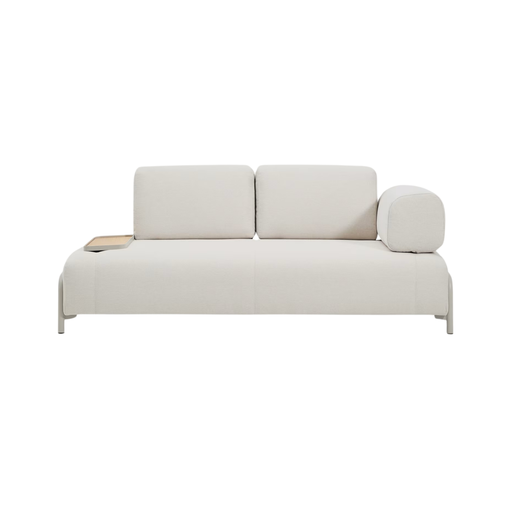 Sofa 2-sitzig rechts mit Tablett COMPO beige mit beigem Sockel