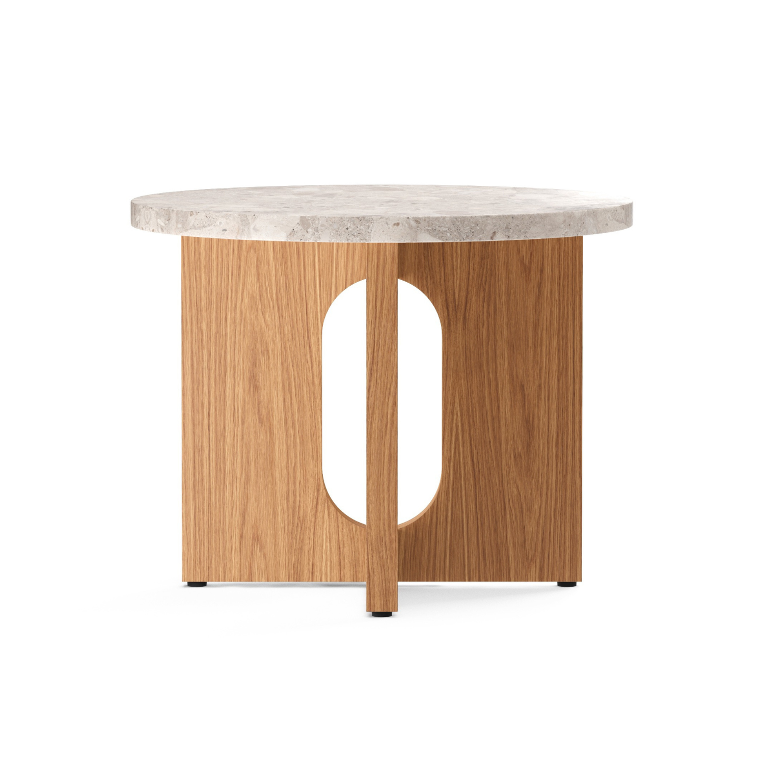 Beistelltisch ANDROGYNE weißer Marmor mit Eichenbasis