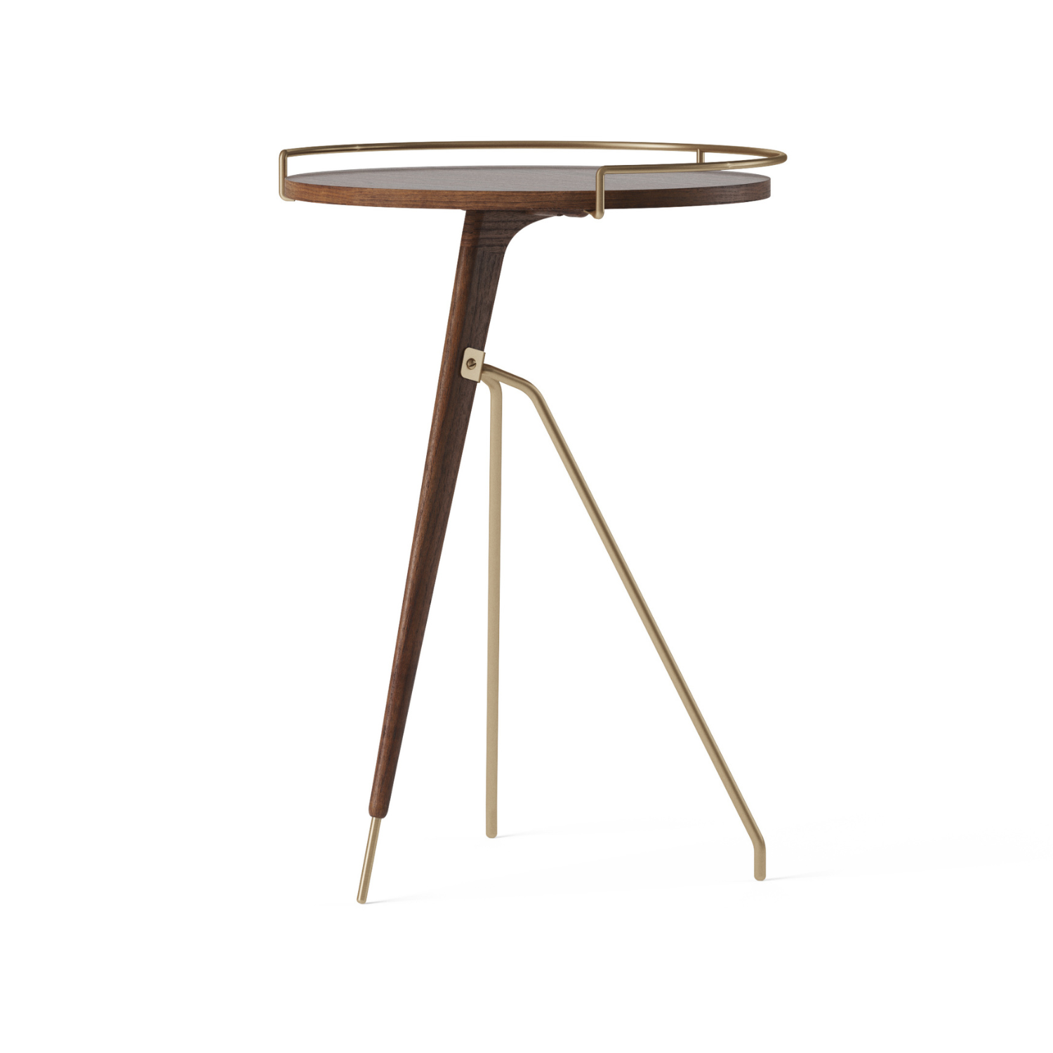 UMANOFF side table walnut wood with brass finish