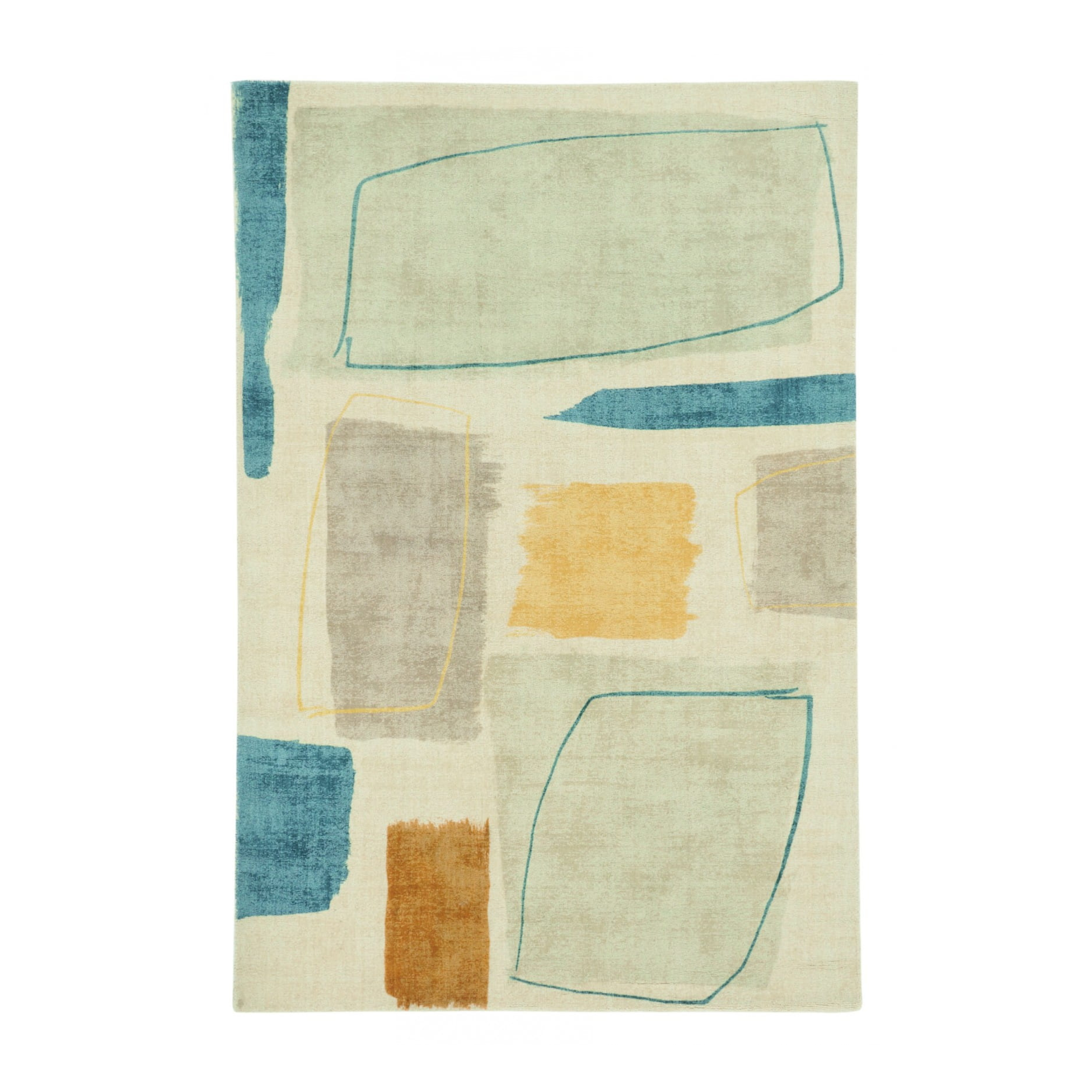 Teppich KOMPOSITION PAPAYA beige mit grünem