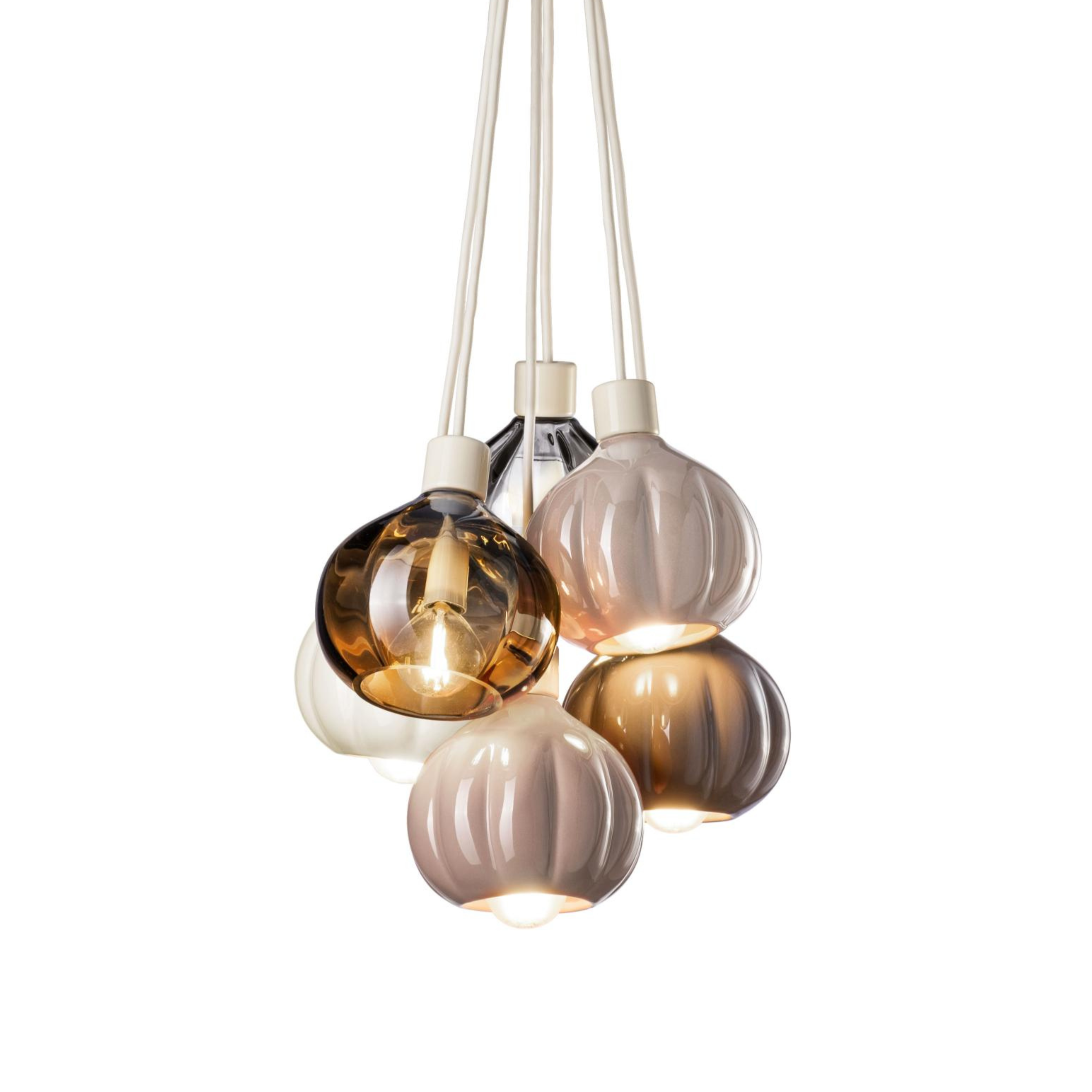 AFOXÉ ceiling lamp in beige with mocha brown and transparent.