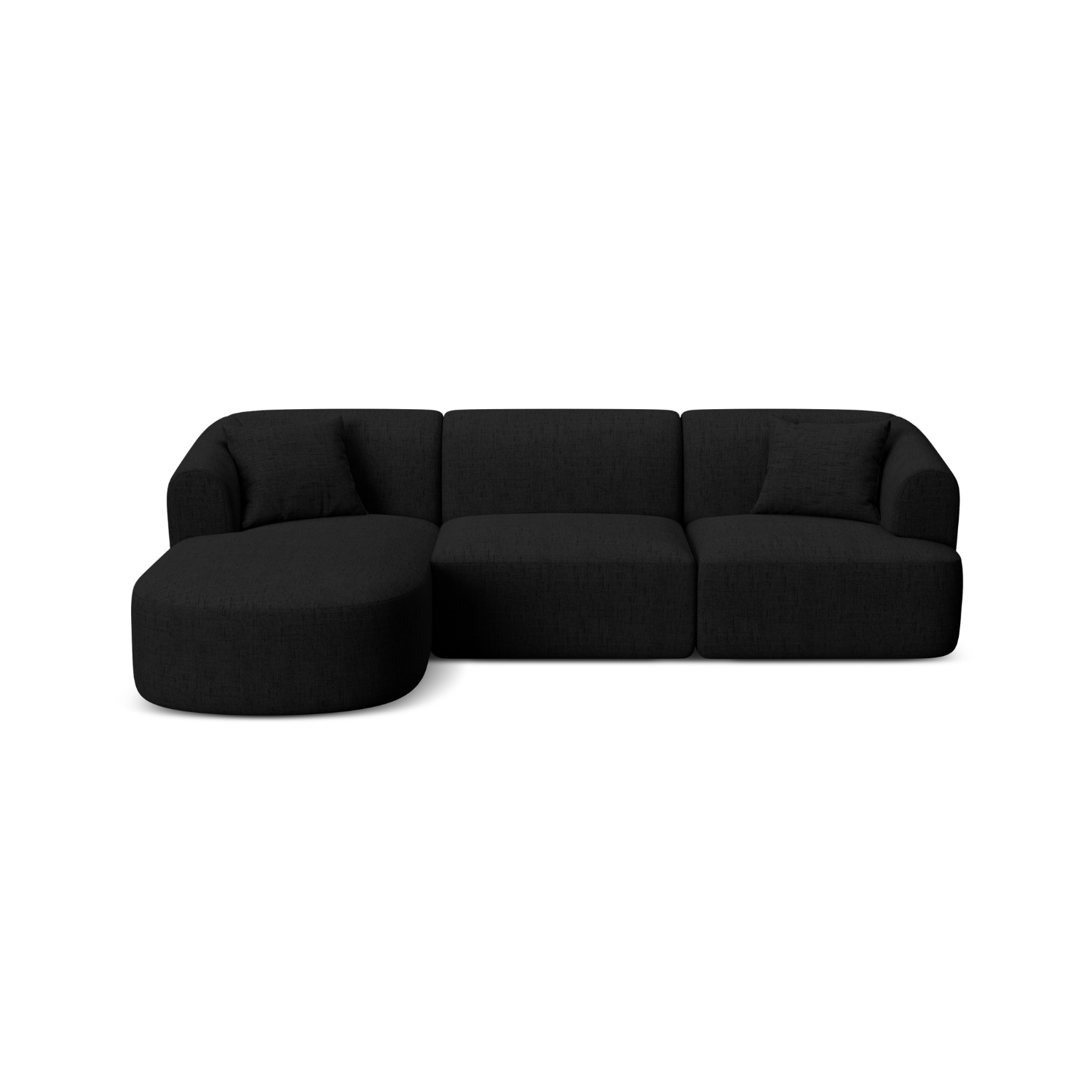 Left-sided 4-seater sofa CAMPI black chenille