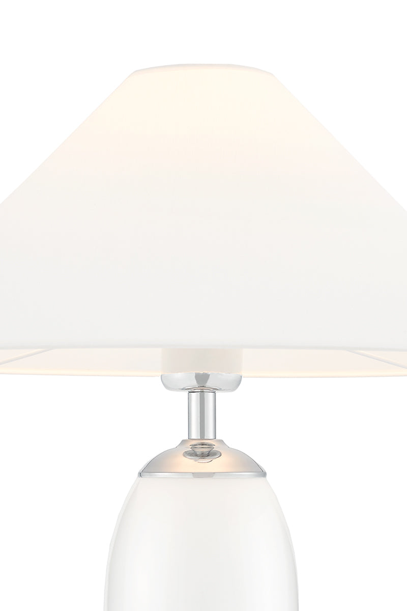REA table lamp white with a frosted base and silver finish