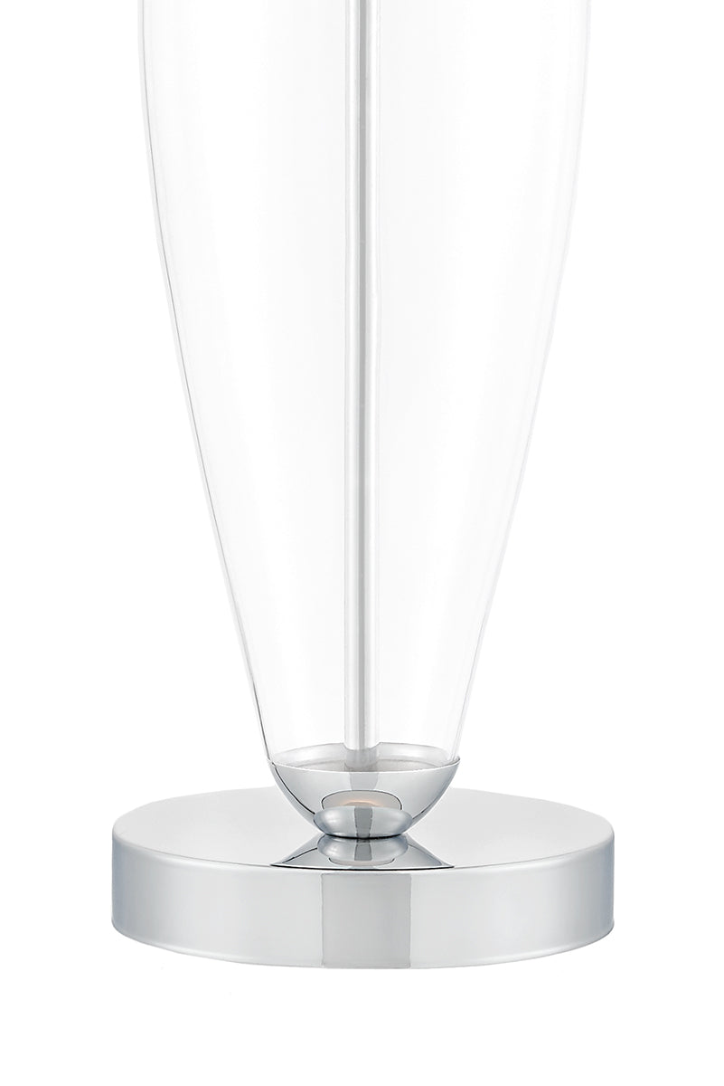Tischlampe REA weiß mit transparenter Basis und silbernem Finish