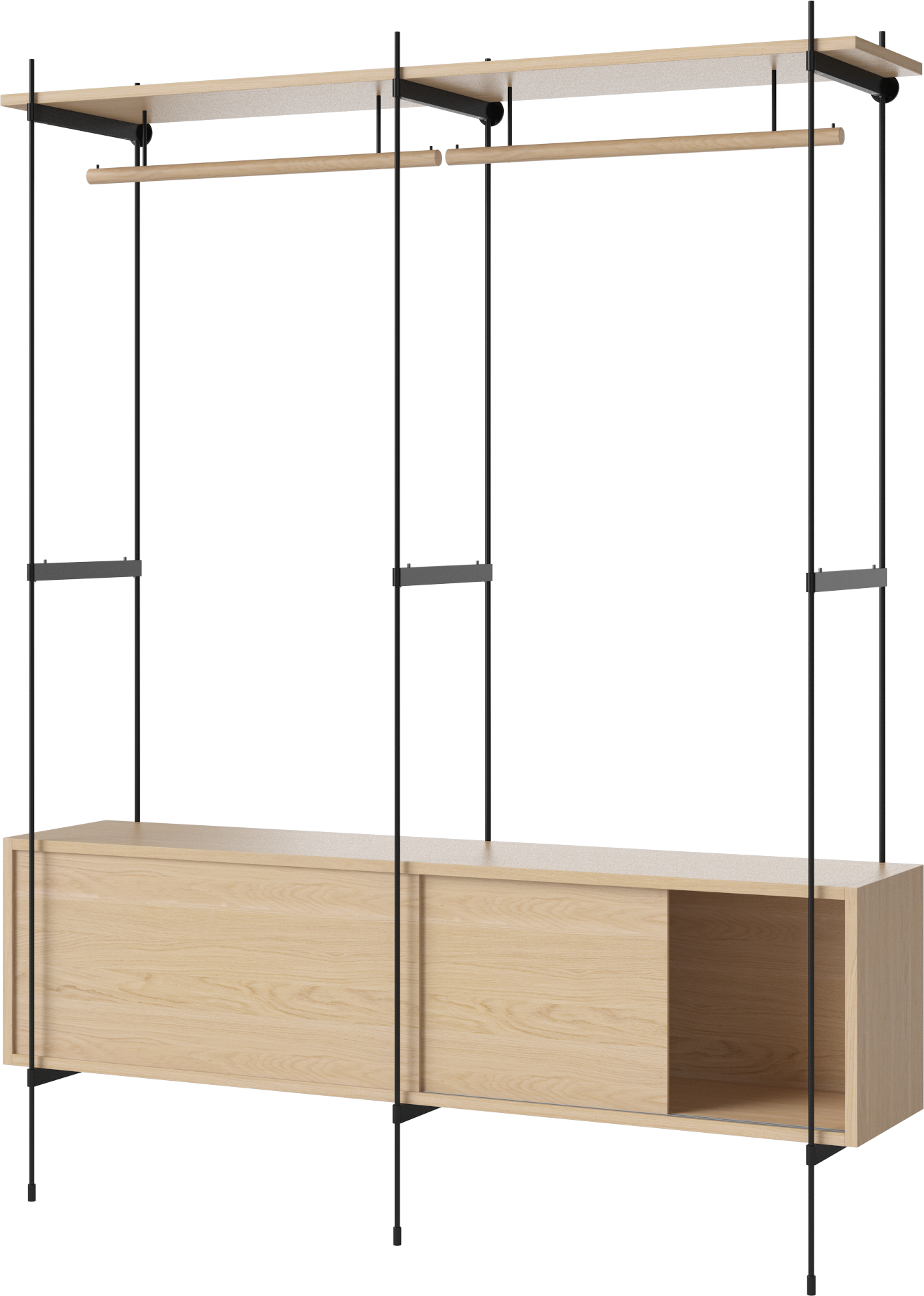 Rodk mit kleiderrischblattem Eichenfurnier mit einem schwarzen Rahmen