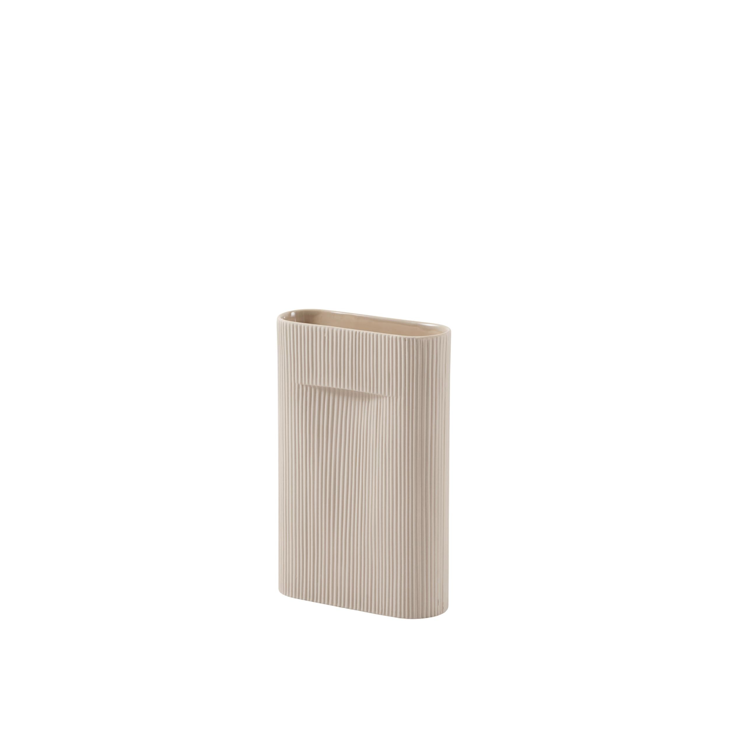 Vase aus Keramik RIDGE beige